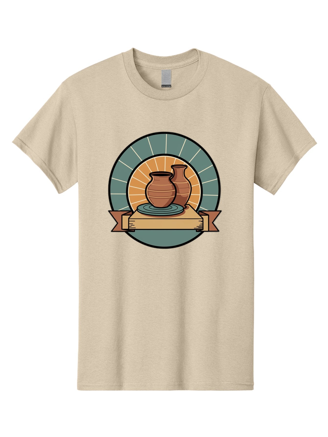 Clay-Pots-On-Pottery-Wheel Men'S Graphic Tee, 100% Cotton, Comfortable Casual Summer Wear, Machine Washable, Pottery Wheel, Clay Vases, Ceramics, Handmade Pottery, Artisanal Crafts, Pottery Art, Potter'S Wheel, Clay Pots, Decorative Vases, Baa328