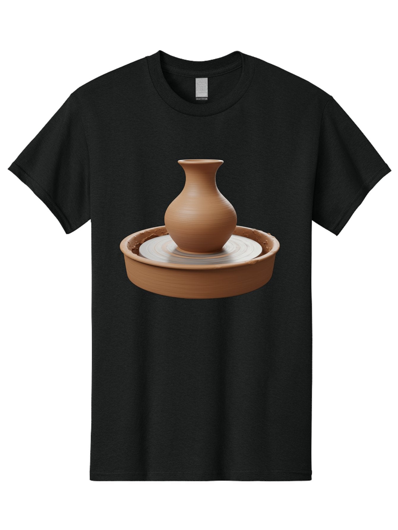 Clay-Vase-On-Pottery-Wheel Men'S Graphic Tee, 100% Cotton, Comfortable Casual Summer Wear, Machine Washable, Pottery Wheel, Clay Vase, Handmade Ceramics, Terra Cotta, Crafting, Artisanal Pottery, Wheel-Thrown Pottery, Ceramic Art, Baa330 3
