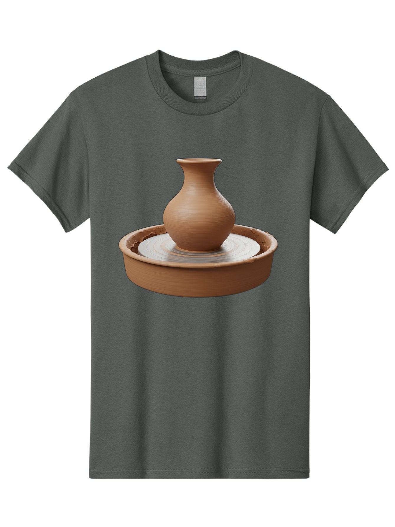 Clay-Vase-On-Pottery-Wheel Men'S Graphic Tee, 100% Cotton, Comfortable Casual Summer Wear, Machine Washable, Pottery Wheel, Clay Vase, Handmade Ceramics, Terra Cotta, Crafting, Artisanal Pottery, Wheel-Thrown Pottery, Ceramic Art, Baa330 6