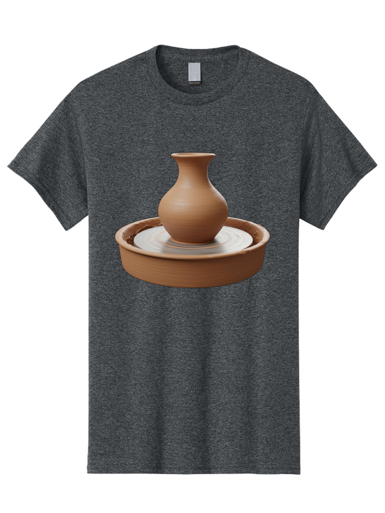 Clay-Vase-On-Pottery-Wheel Men'S Graphic Tee, 100% Cotton, Comfortable Casual Summer Wear, Machine Washable, Pottery Wheel, Clay Vase, Handmade Ceramics, Terra Cotta, Crafting, Artisanal Pottery, Wheel-Thrown Pottery, Ceramic Art, Baa330 10