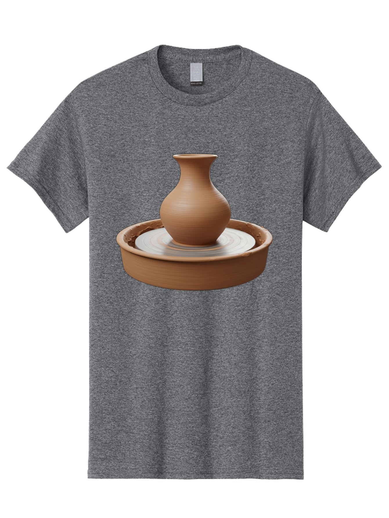 Clay-Vase-On-Pottery-Wheel Men'S Graphic Tee, 100% Cotton, Comfortable Casual Summer Wear, Machine Washable, Pottery Wheel, Clay Vase, Handmade Ceramics, Terra Cotta, Crafting, Artisanal Pottery, Wheel-Thrown Pottery, Ceramic Art, Baa330 7