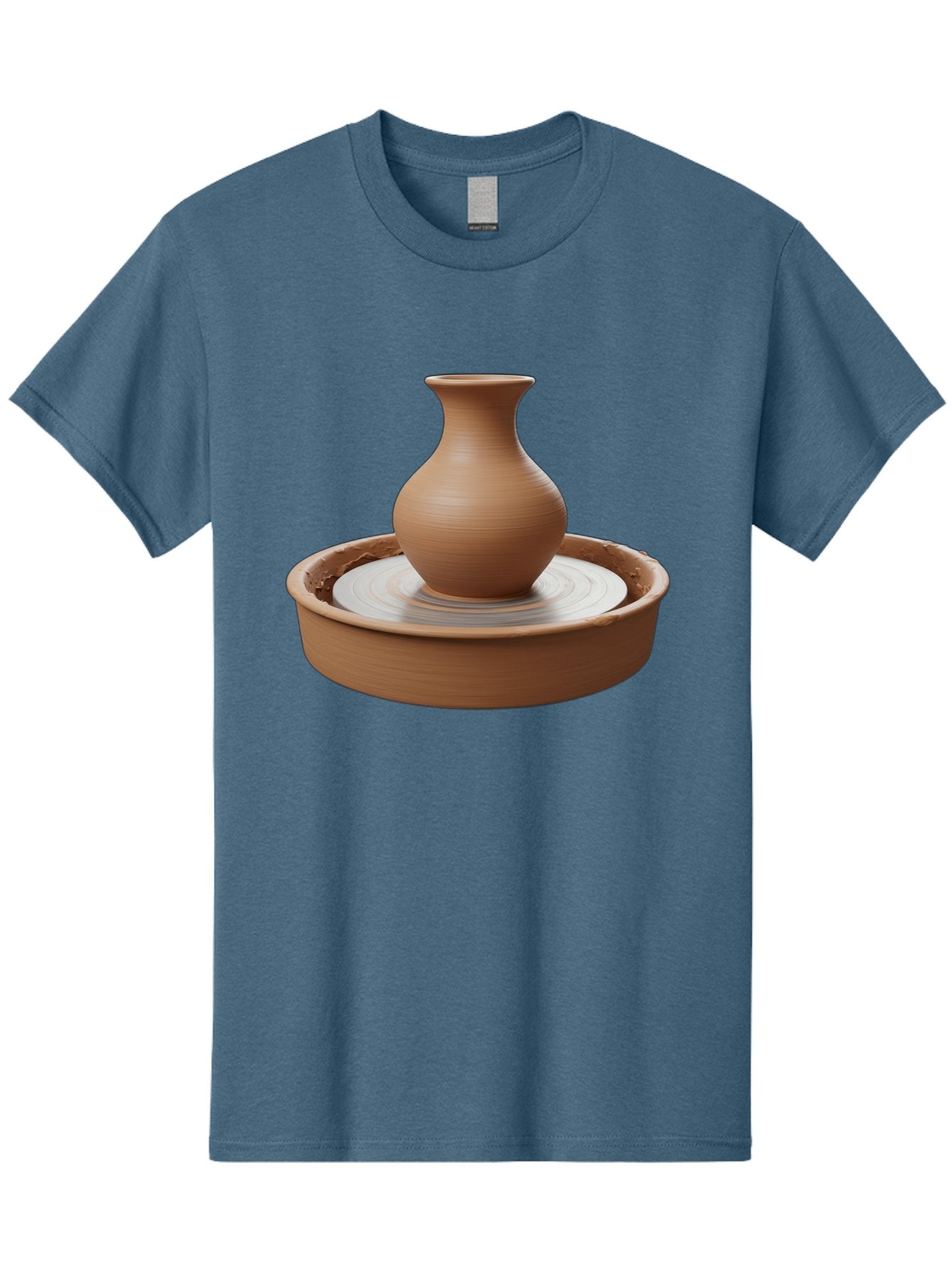Clay-Vase-On-Pottery-Wheel Men'S Graphic Tee, 100% Cotton, Comfortable Casual Summer Wear, Machine Washable, Pottery Wheel, Clay Vase, Handmade Ceramics, Terra Cotta, Crafting, Artisanal Pottery, Wheel-Thrown Pottery, Ceramic Art, Baa330 12