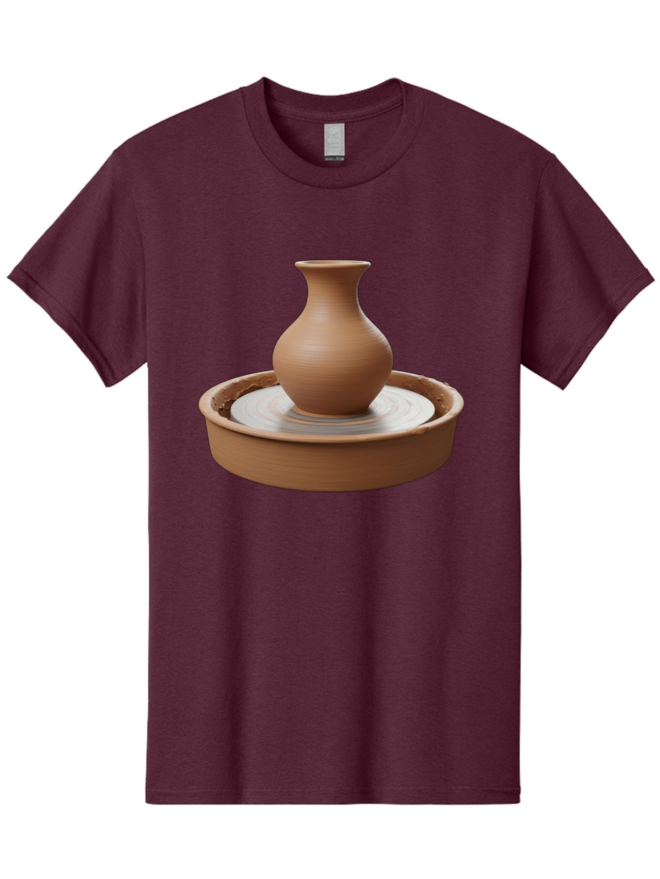 Clay-Vase-On-Pottery-Wheel Men'S Graphic Tee, 100% Cotton, Comfortable Casual Summer Wear, Machine Washable, Pottery Wheel, Clay Vase, Handmade Ceramics, Terra Cotta, Crafting, Artisanal Pottery, Wheel-Thrown Pottery, Ceramic Art, Baa330 13