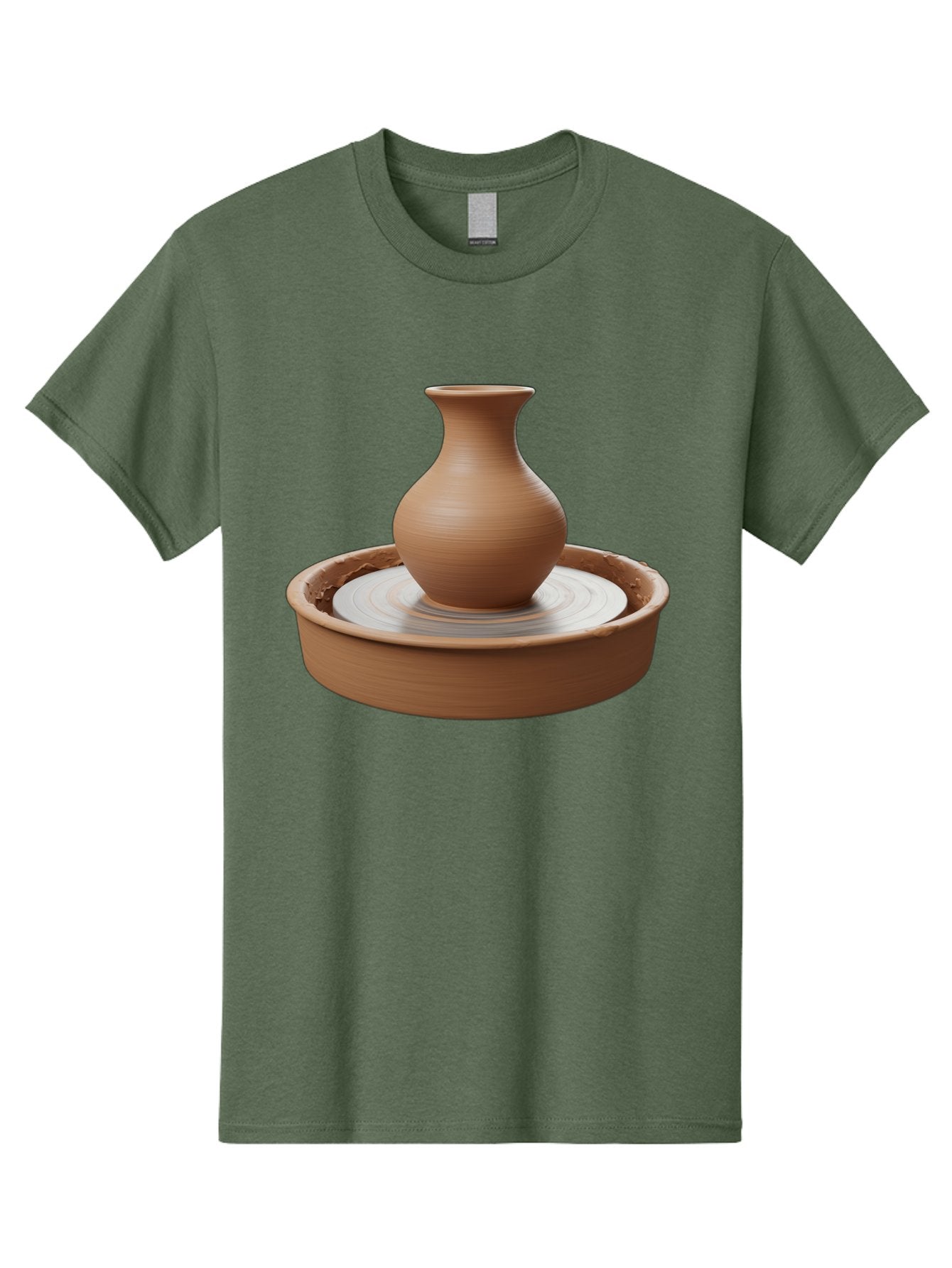 Clay-Vase-On-Pottery-Wheel Men'S Graphic Tee, 100% Cotton, Comfortable Casual Summer Wear, Machine Washable, Pottery Wheel, Clay Vase, Handmade Ceramics, Terra Cotta, Crafting, Artisanal Pottery, Wheel-Thrown Pottery, Ceramic Art, Baa330