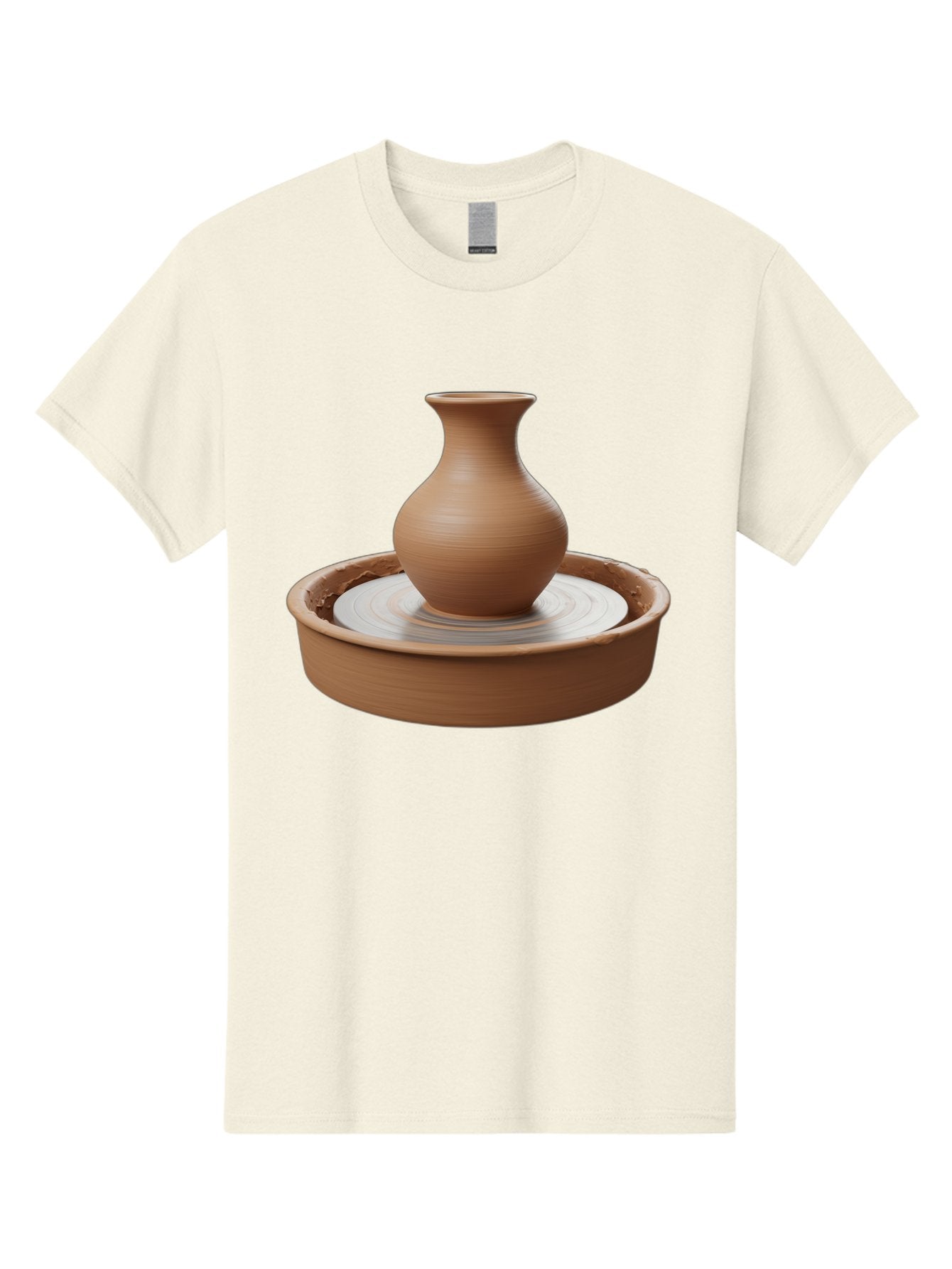 Clay-Vase-On-Pottery-Wheel Men'S Graphic Tee, 100% Cotton, Comfortable Casual Summer Wear, Machine Washable, Pottery Wheel, Clay Vase, Handmade Ceramics, Terra Cotta, Crafting, Artisanal Pottery, Wheel-Thrown Pottery, Ceramic Art, Baa330 4