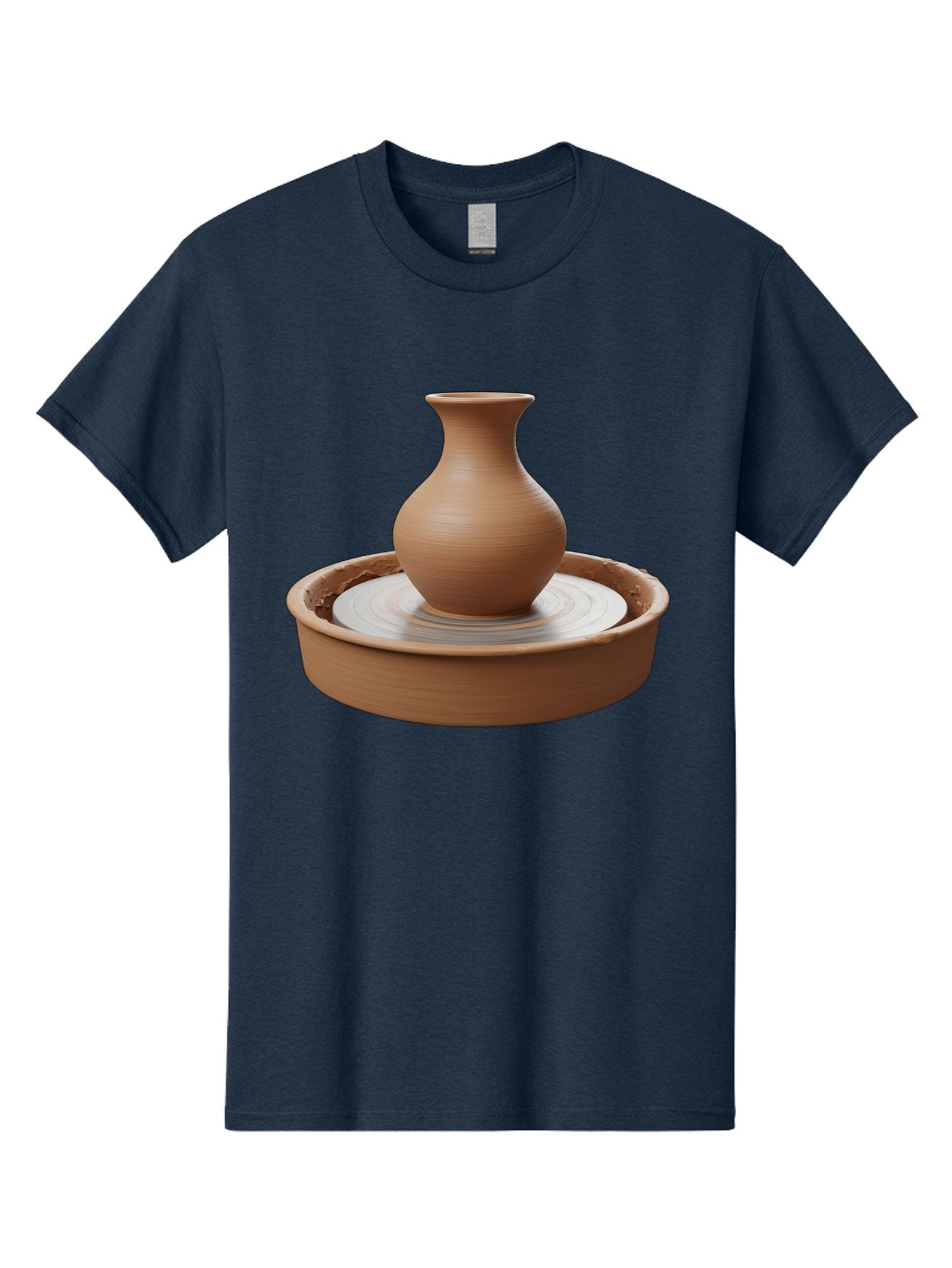 Clay-Vase-On-Pottery-Wheel Men'S Graphic Tee, 100% Cotton, Comfortable Casual Summer Wear, Machine Washable, Pottery Wheel, Clay Vase, Handmade Ceramics, Terra Cotta, Crafting, Artisanal Pottery, Wheel-Thrown Pottery, Ceramic Art, Baa330 14