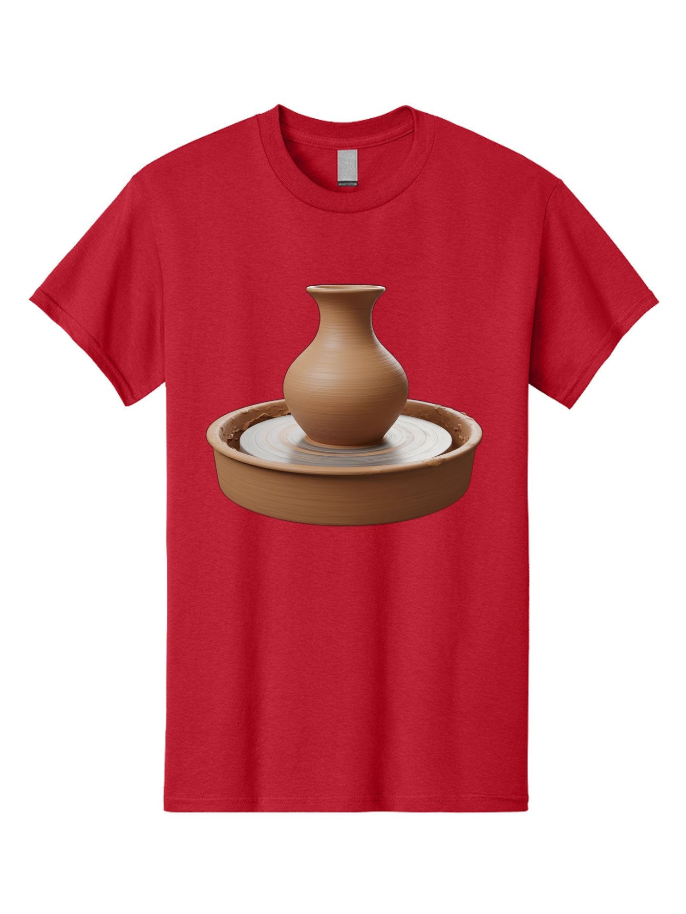 Clay-Vase-On-Pottery-Wheel Men'S Graphic Tee, 100% Cotton, Comfortable Casual Summer Wear, Machine Washable, Pottery Wheel, Clay Vase, Handmade Ceramics, Terra Cotta, Crafting, Artisanal Pottery, Wheel-Thrown Pottery, Ceramic Art, Baa330