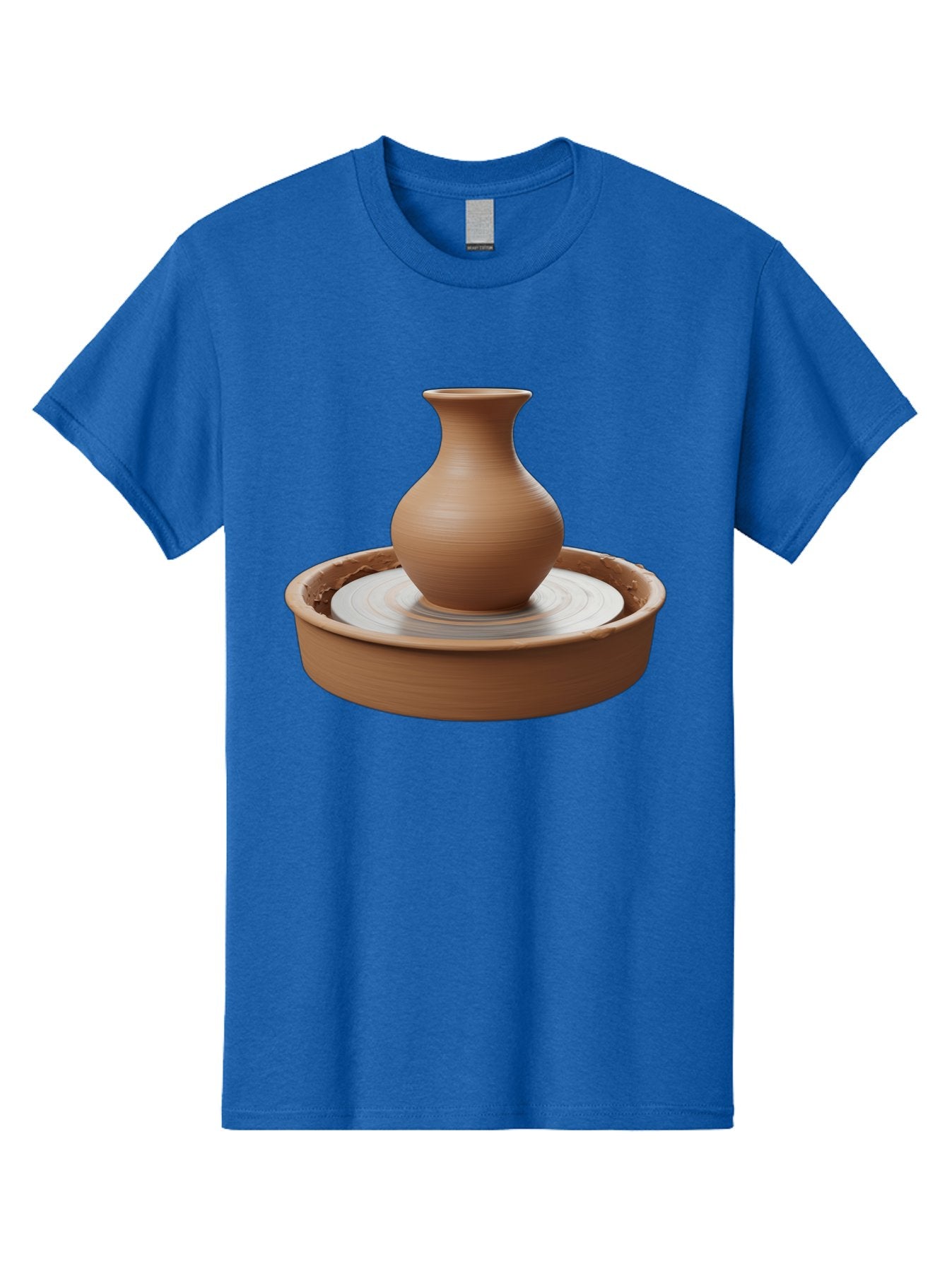 Clay-Vase-On-Pottery-Wheel Men'S Graphic Tee, 100% Cotton, Comfortable Casual Summer Wear, Machine Washable, Pottery Wheel, Clay Vase, Handmade Ceramics, Terra Cotta, Crafting, Artisanal Pottery, Wheel-Thrown Pottery, Ceramic Art, Baa330 8