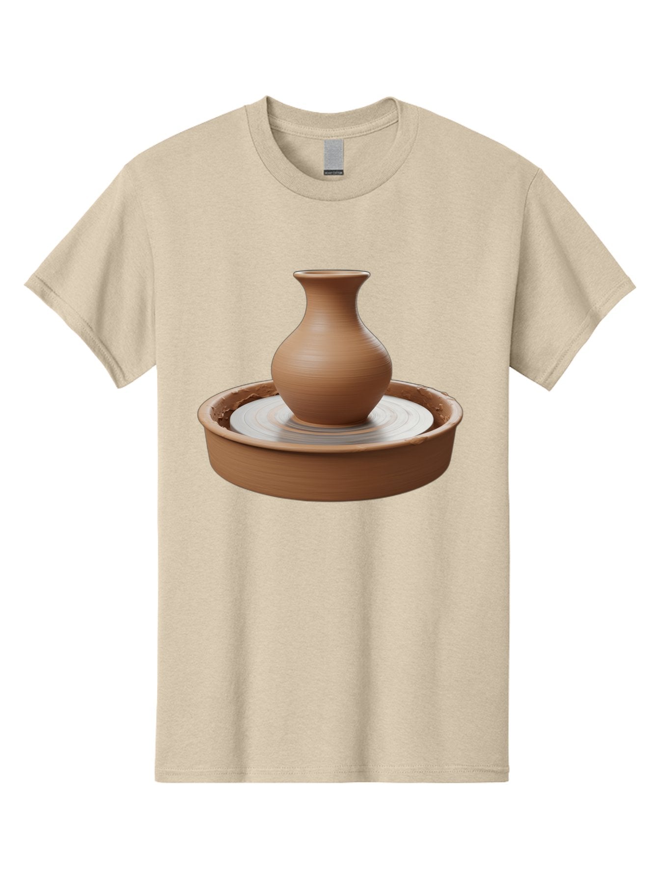 Clay-Vase-On-Pottery-Wheel Men'S Graphic Tee, 100% Cotton, Comfortable Casual Summer Wear, Machine Washable, Pottery Wheel, Clay Vase, Handmade Ceramics, Terra Cotta, Crafting, Artisanal Pottery, Wheel-Thrown Pottery, Ceramic Art, Baa330 15