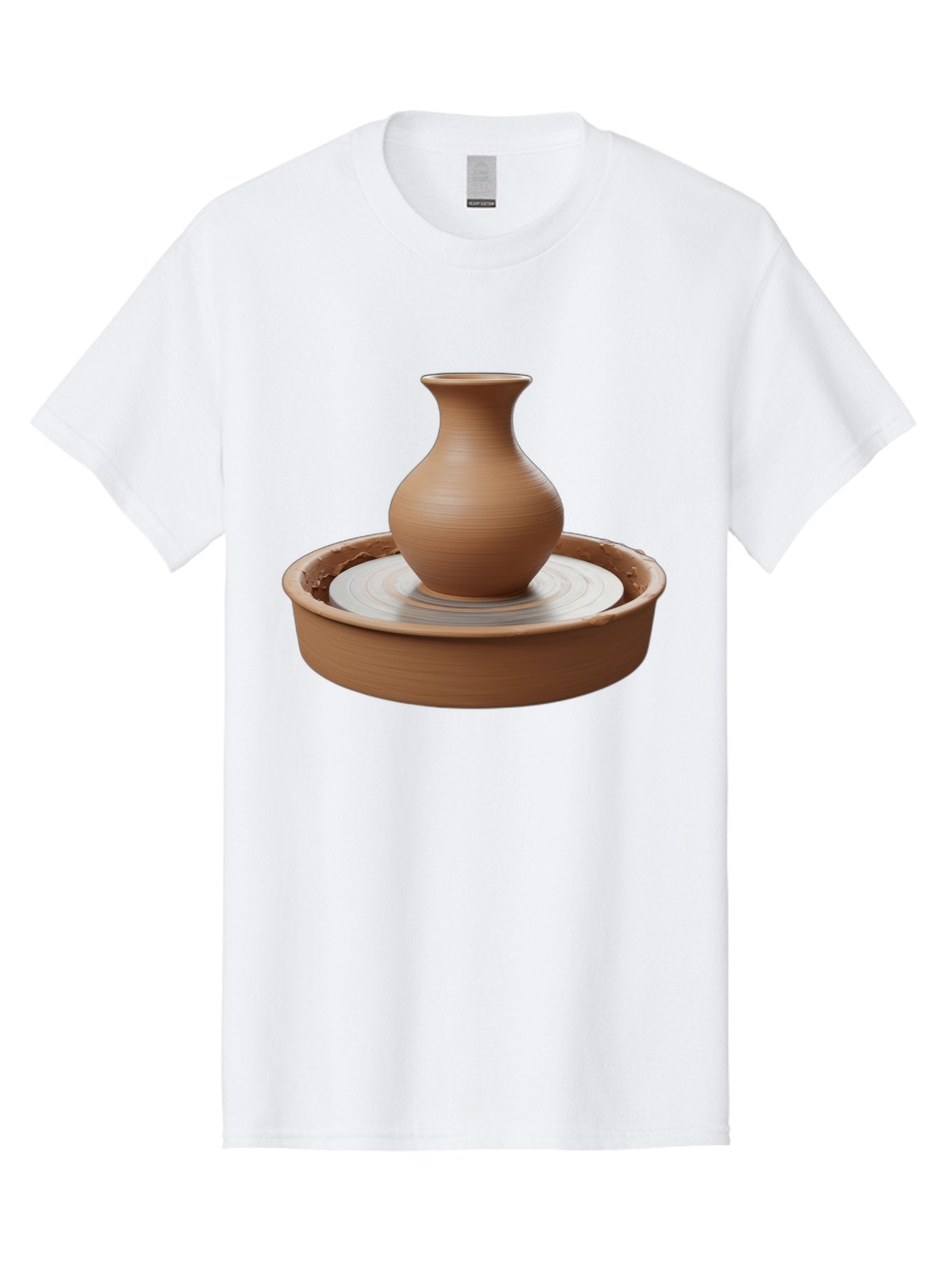 Clay-Vase-On-Pottery-Wheel Men'S Graphic Tee, 100% Cotton, Comfortable Casual Summer Wear, Machine Washable, Pottery Wheel, Clay Vase, Handmade Ceramics, Terra Cotta, Crafting, Artisanal Pottery, Wheel-Thrown Pottery, Ceramic Art, Baa330 5