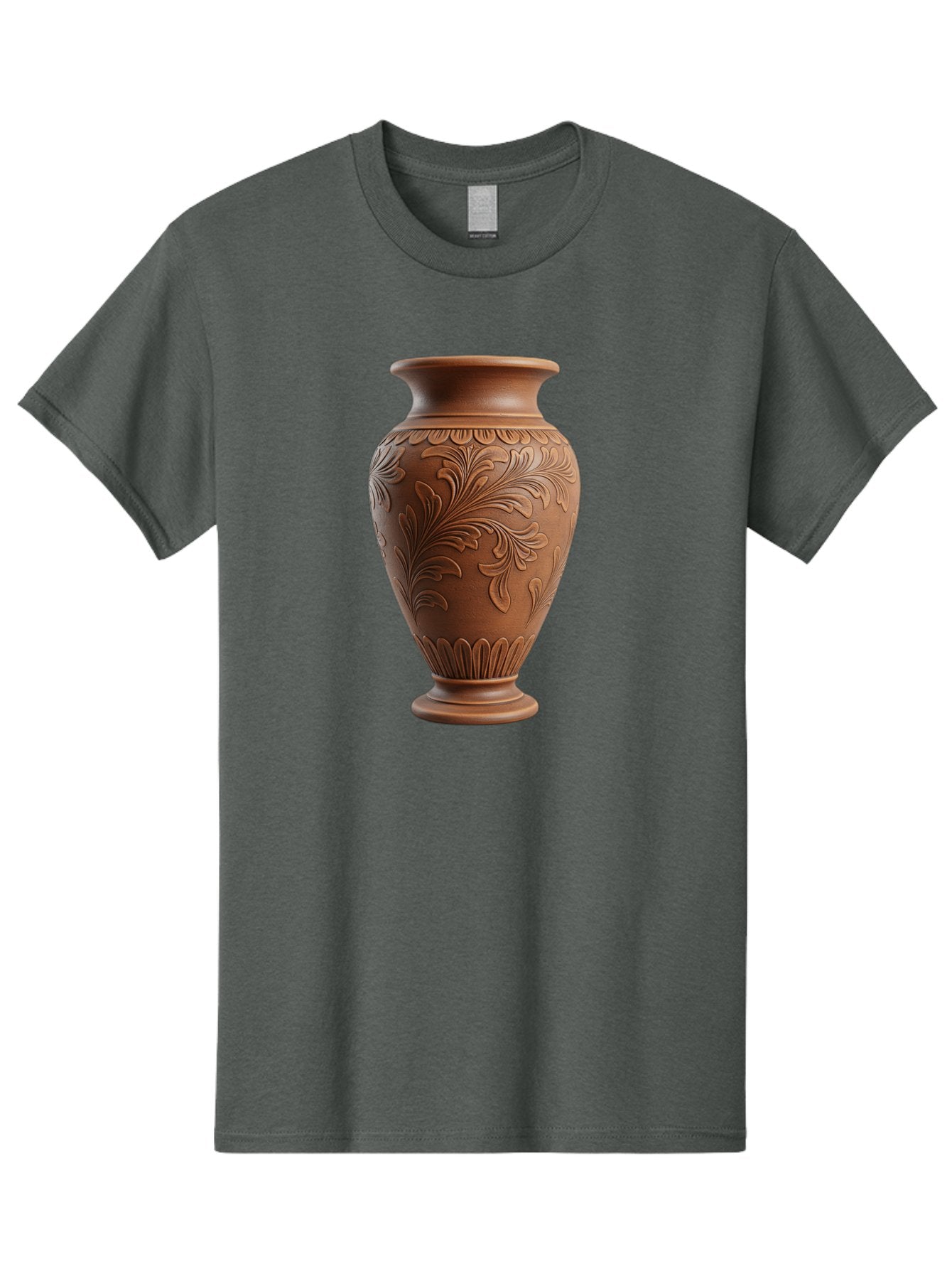 Clay-Vase-With-Floral-Pattern Men'S Graphic Tee, 100% Cotton, Comfortable Casual Summer Wear, Machine Washable, Terracotta Vase, Clay Pottery, Ornate Design, Floral Pattern, Traditional Craftsmanship, Earthy Tones, Vintage Decor, Home Decor, Baa331 12