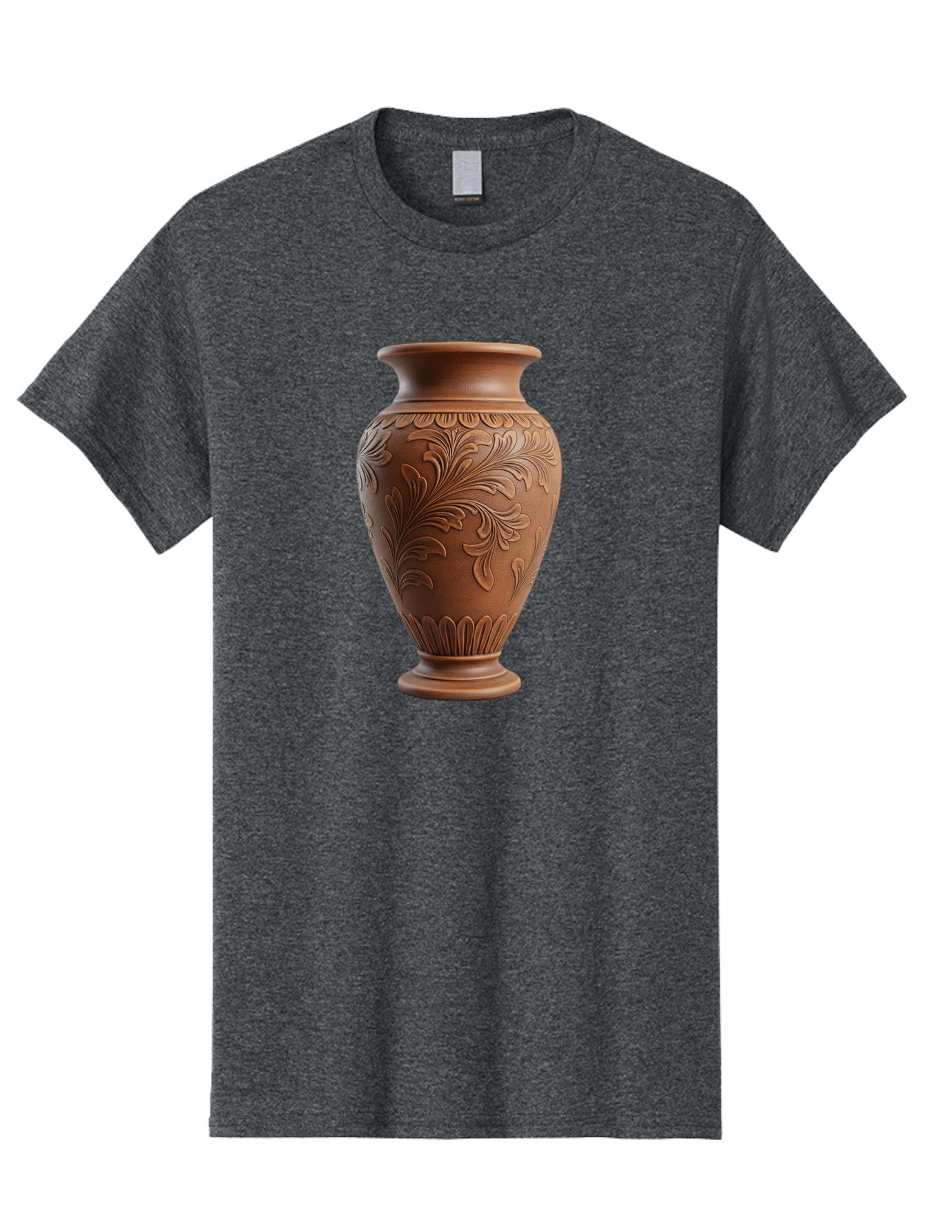 Clay-Vase-With-Floral-Pattern Men'S Graphic Tee, 100% Cotton, Comfortable Casual Summer Wear, Machine Washable, Terracotta Vase, Clay Pottery, Ornate Design, Floral Pattern, Traditional Craftsmanship, Earthy Tones, Vintage Decor, Home Decor, Baa331 8