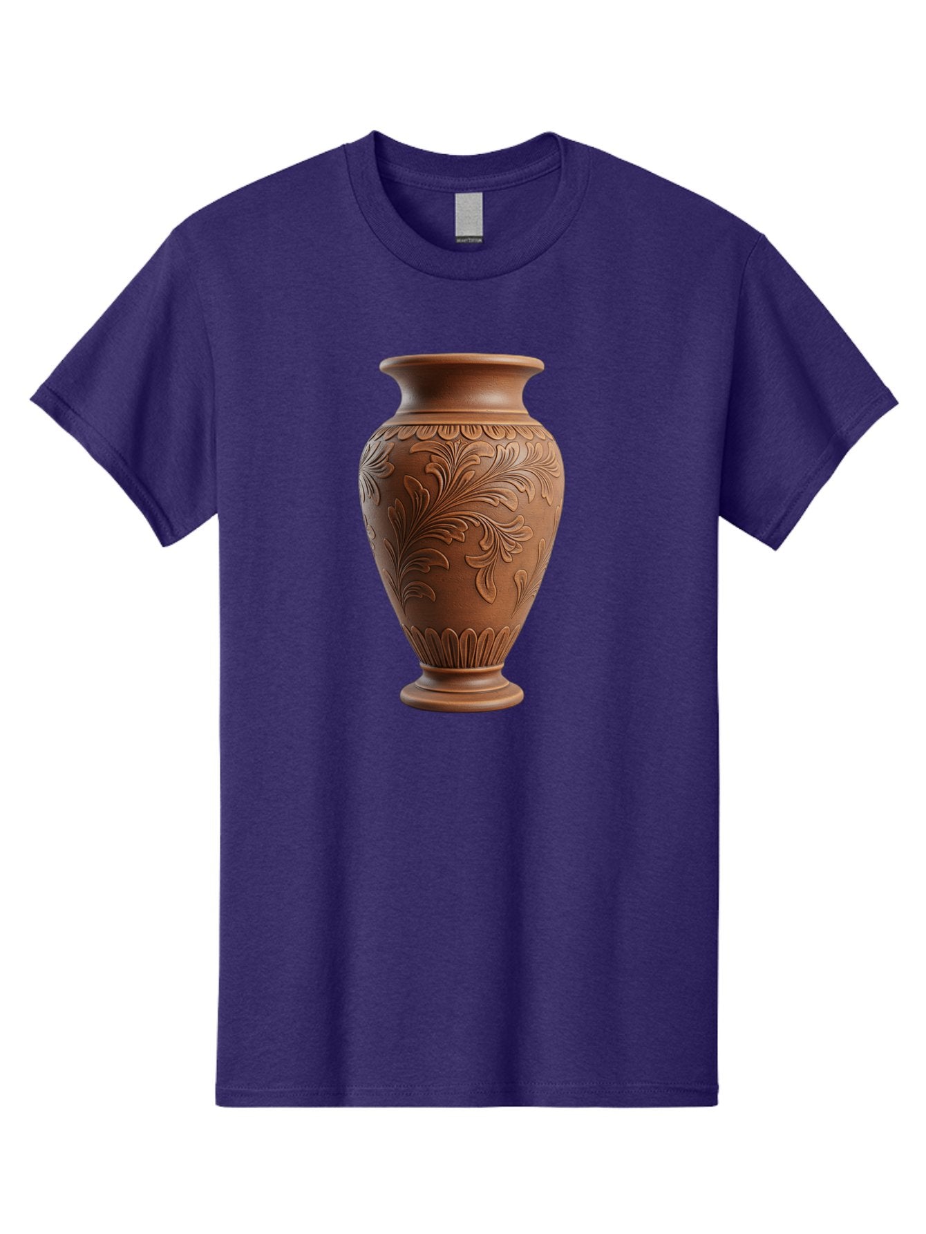 Clay-Vase-With-Floral-Pattern Men'S Graphic Tee, 100% Cotton, Comfortable Casual Summer Wear, Machine Washable, Terracotta Vase, Clay Pottery, Ornate Design, Floral Pattern, Traditional Craftsmanship, Earthy Tones, Vintage Decor, Home Decor, Baa331 10