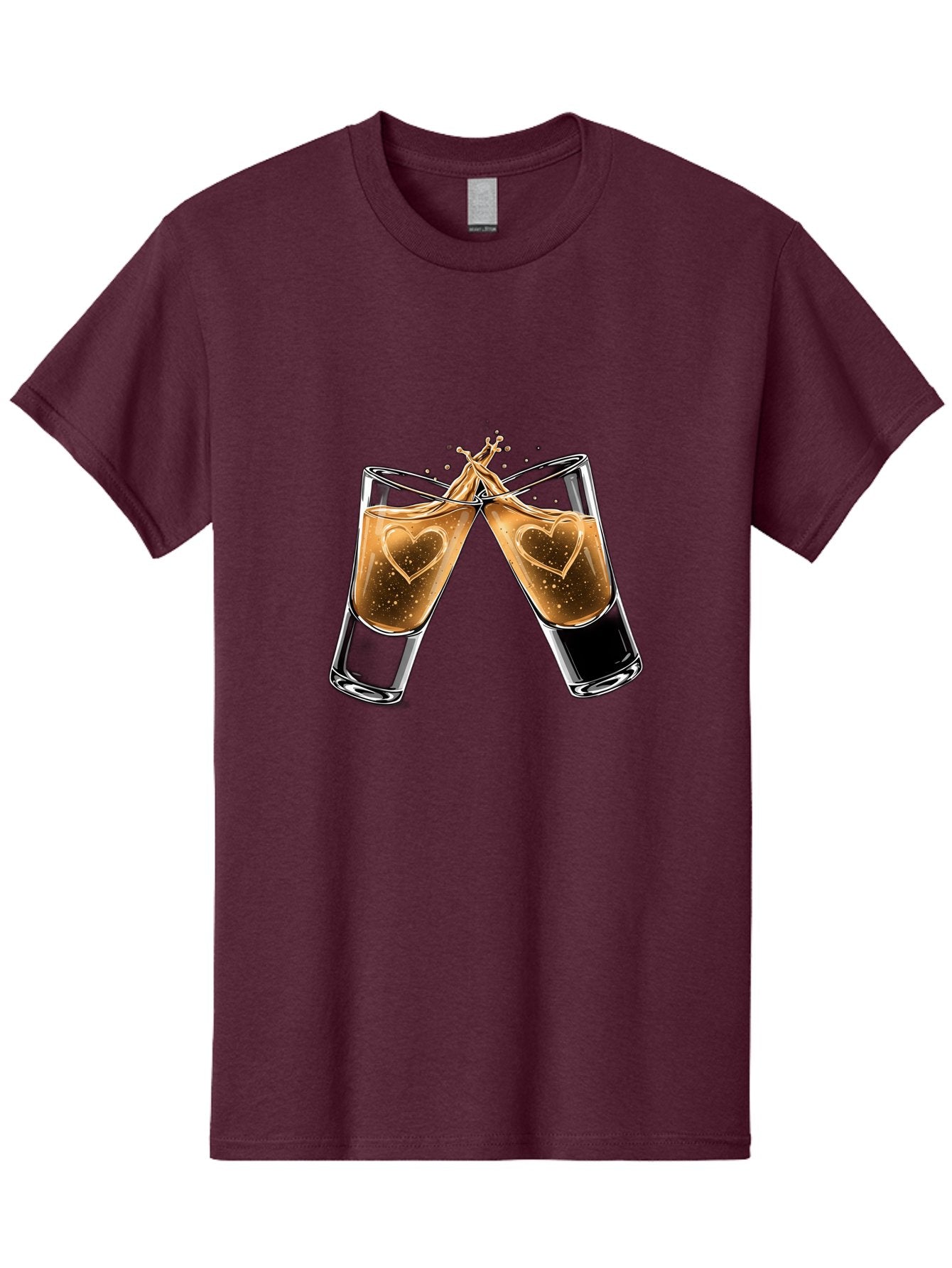 Clinking-Liquor-Glasses Men'S Graphic Tee, 100% Cotton, Comfortable Casual Summer Wear, Machine Washable, Two Shot Glasses, Cheers, Toast, Celebratory Drink, Love, Heart Shape, Whiskey, Cocktail, Party, Celebration, Festive Atmosphere Baa332 15