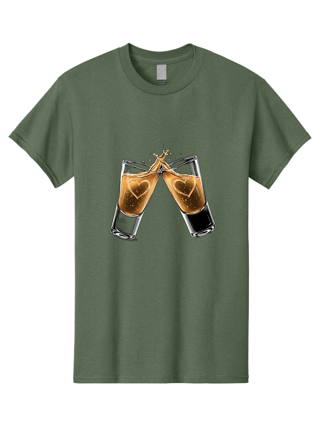 Clinking-Liquor-Glasses Men'S Graphic Tee, 100% Cotton, Comfortable Casual Summer Wear, Machine Washable, Two Shot Glasses, Cheers, Toast, Celebratory Drink, Love, Heart Shape, Whiskey, Cocktail, Party, Celebration, Festive Atmosphere Baa332 10