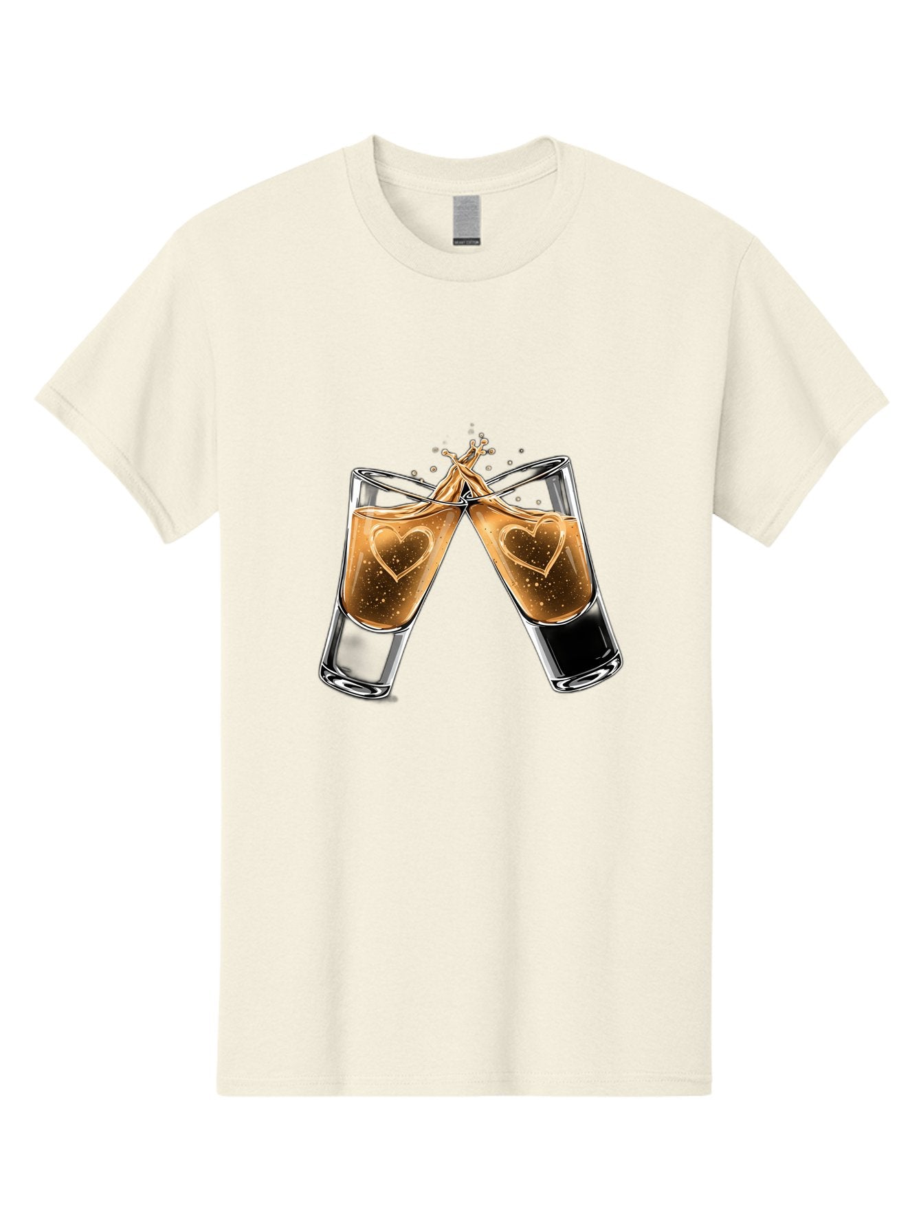 Clinking-Liquor-Glasses Men'S Graphic Tee, 100% Cotton, Comfortable Casual Summer Wear, Machine Washable, Two Shot Glasses, Cheers, Toast, Celebratory Drink, Love, Heart Shape, Whiskey, Cocktail, Party, Celebration, Festive Atmosphere Baa332 5