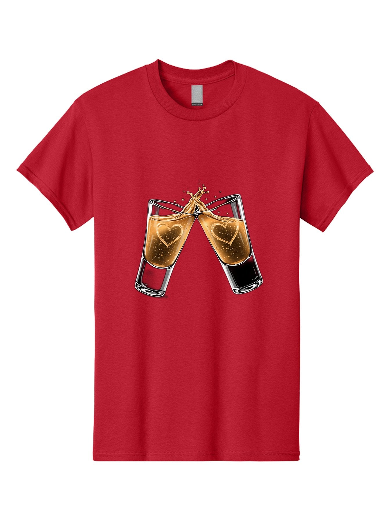Clinking-Liquor-Glasses Men'S Graphic Tee, 100% Cotton, Comfortable Casual Summer Wear, Machine Washable, Two Shot Glasses, Cheers, Toast, Celebratory Drink, Love, Heart Shape, Whiskey, Cocktail, Party, Celebration, Festive Atmosphere Baa332 12