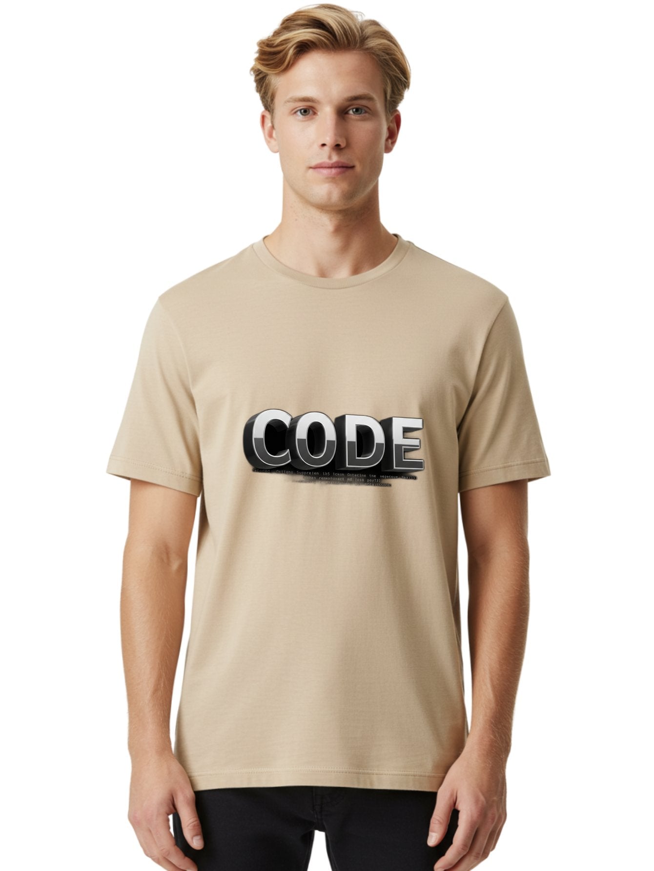 Code Men'S Graphic Tee, 100% Cotton, Comfortable Casual Summer Wear, Machine Washable, Programming Language, Coding, Software Development, Tech Industry, Digital Text, Metallic Letters, Programming Concept, Coding Skills Baa333 25