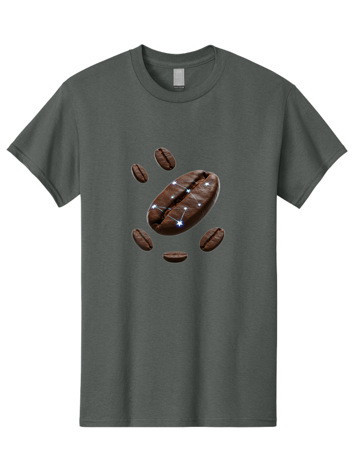Coffee-Bean-Constellation Men'S Graphic Tee, 100% Cotton, Comfortable Casual Summer Wear, Machine Washable, Coffee Beans, Constellation Pattern, Stars, Creative Design, Surreal Art, Coffee Lover, Unique Artwork, Abstract Illustration, Baa334 5