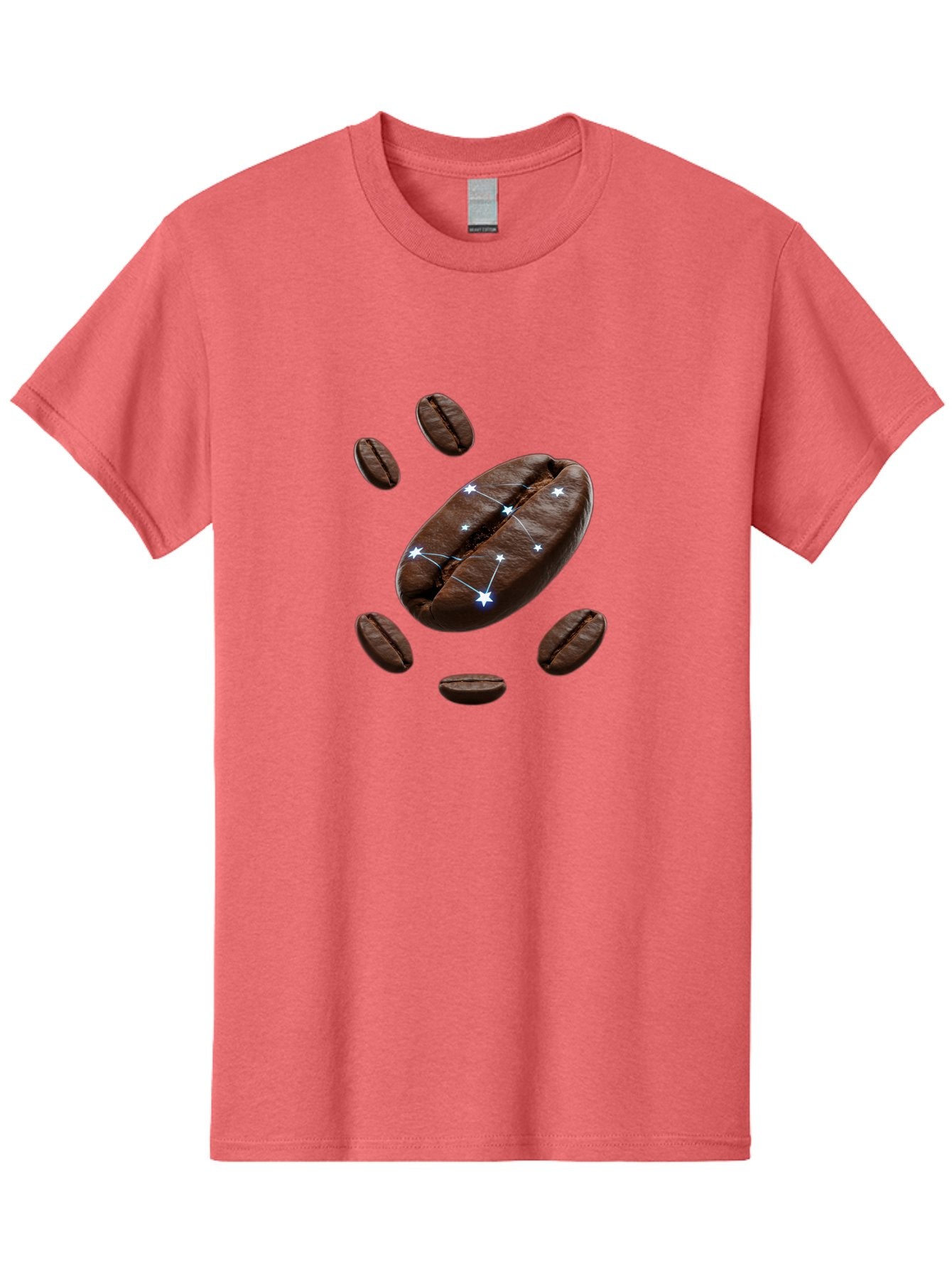 Coffee-Bean-Constellation Men'S Graphic Tee, 100% Cotton, Comfortable Casual Summer Wear, Machine Washable, Coffee Beans, Constellation Pattern, Stars, Creative Design, Surreal Art, Coffee Lover, Unique Artwork, Abstract Illustration, Baa334 15