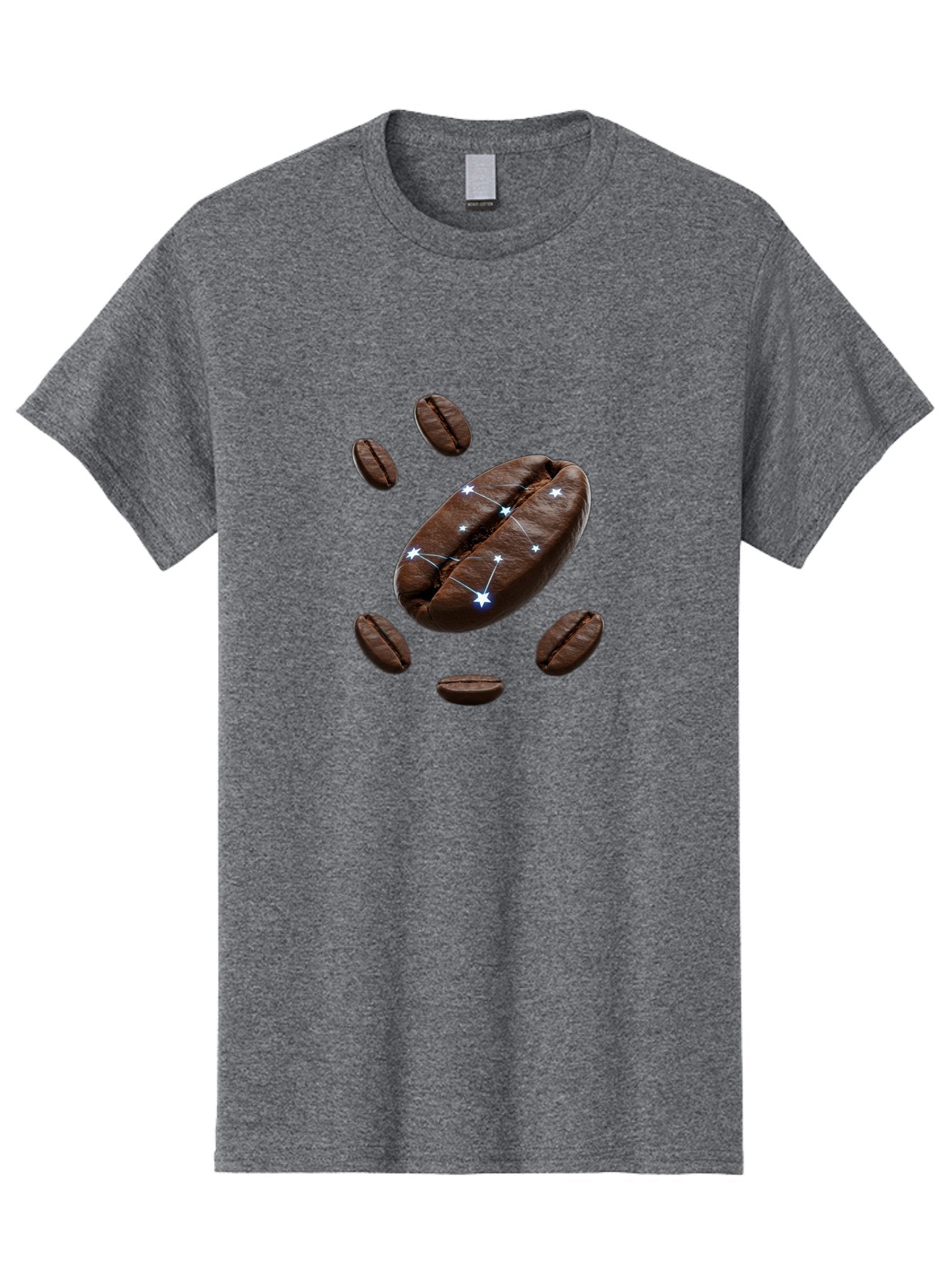 Coffee-Bean-Constellation Men'S Graphic Tee, 100% Cotton, Comfortable Casual Summer Wear, Machine Washable, Coffee Beans, Constellation Pattern, Stars, Creative Design, Surreal Art, Coffee Lover, Unique Artwork, Abstract Illustration, Baa334 5