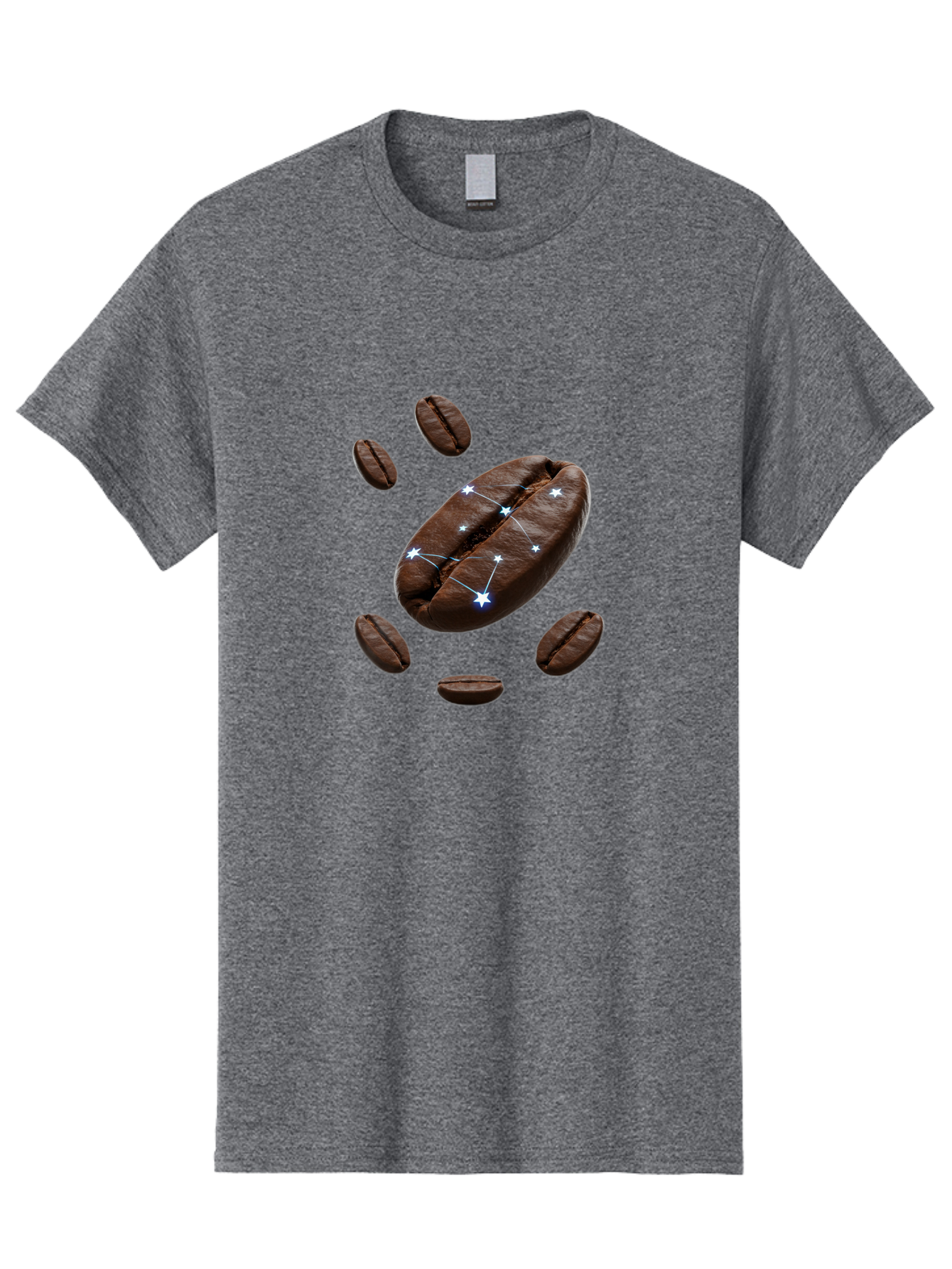 Coffee-Bean-Constellation Men'S Graphic Tee, 100% Cotton, Comfortable Casual Summer Wear, Machine Washable, Coffee Beans, Constellation Pattern, Stars, Creative Design, Surreal Art, Coffee Lover, Unique Artwork, Abstract Illustration, Baa334 15