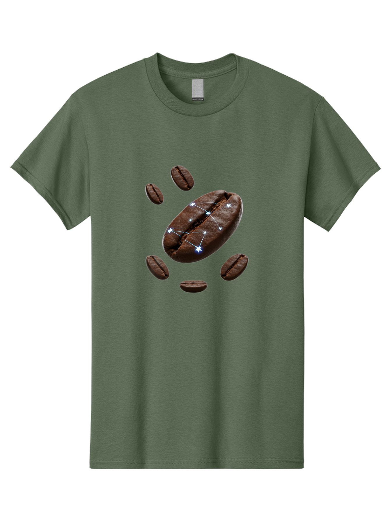 Coffee-Bean-Constellation Men'S Graphic Tee, 100% Cotton, Comfortable Casual Summer Wear, Machine Washable, Coffee Beans, Constellation Pattern, Stars, Creative Design, Surreal Art, Coffee Lover, Unique Artwork, Abstract Illustration, Baa334 25