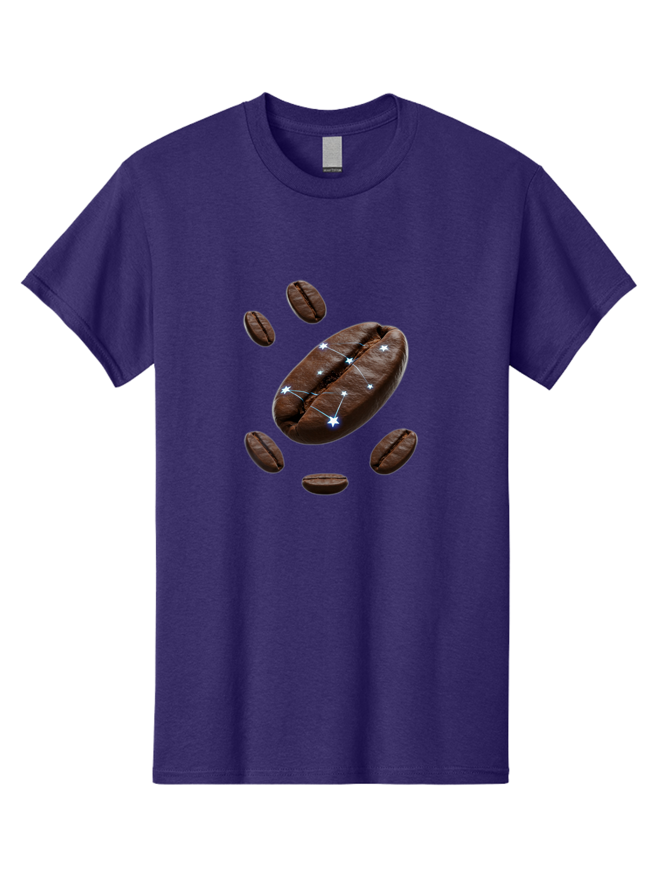 Coffee-Bean-Constellation Men'S Graphic Tee, 100% Cotton, Comfortable Casual Summer Wear, Machine Washable, Coffee Beans, Constellation Pattern, Stars, Creative Design, Surreal Art, Coffee Lover, Unique Artwork, Abstract Illustration, Baa334 27