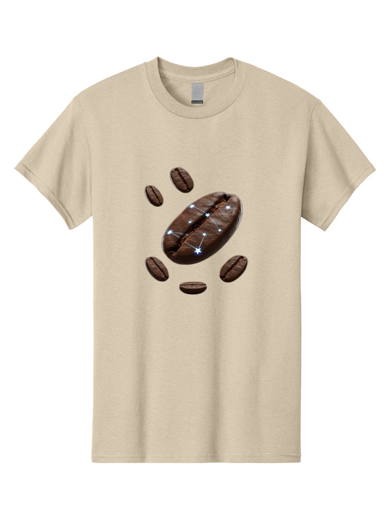 Coffee-Bean-Constellation Men'S Graphic Tee, 100% Cotton, Comfortable Casual Summer Wear, Machine Washable, Coffee Beans, Constellation Pattern, Stars, Creative Design, Surreal Art, Coffee Lover, Unique Artwork, Abstract Illustration, Baa334 14