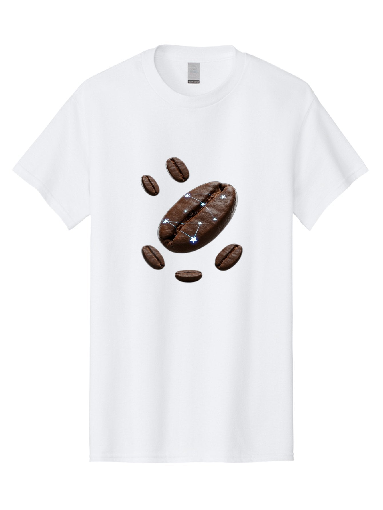 Coffee-Bean-Constellation Men'S Graphic Tee, 100% Cotton, Comfortable Casual Summer Wear, Machine Washable, Coffee Beans, Constellation Pattern, Stars, Creative Design, Surreal Art, Coffee Lover, Unique Artwork, Abstract Illustration, Baa334 8