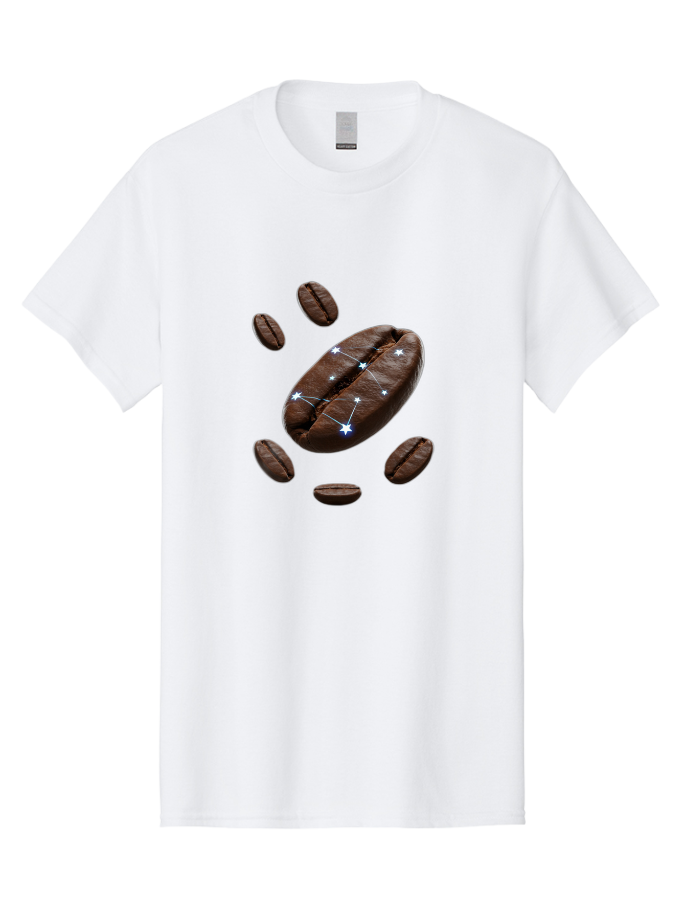 Coffee-Bean-Constellation Men'S Graphic Tee, 100% Cotton, Comfortable Casual Summer Wear, Machine Washable, Coffee Beans, Constellation Pattern, Stars, Creative Design, Surreal Art, Coffee Lover, Unique Artwork, Abstract Illustration, Baa334 11