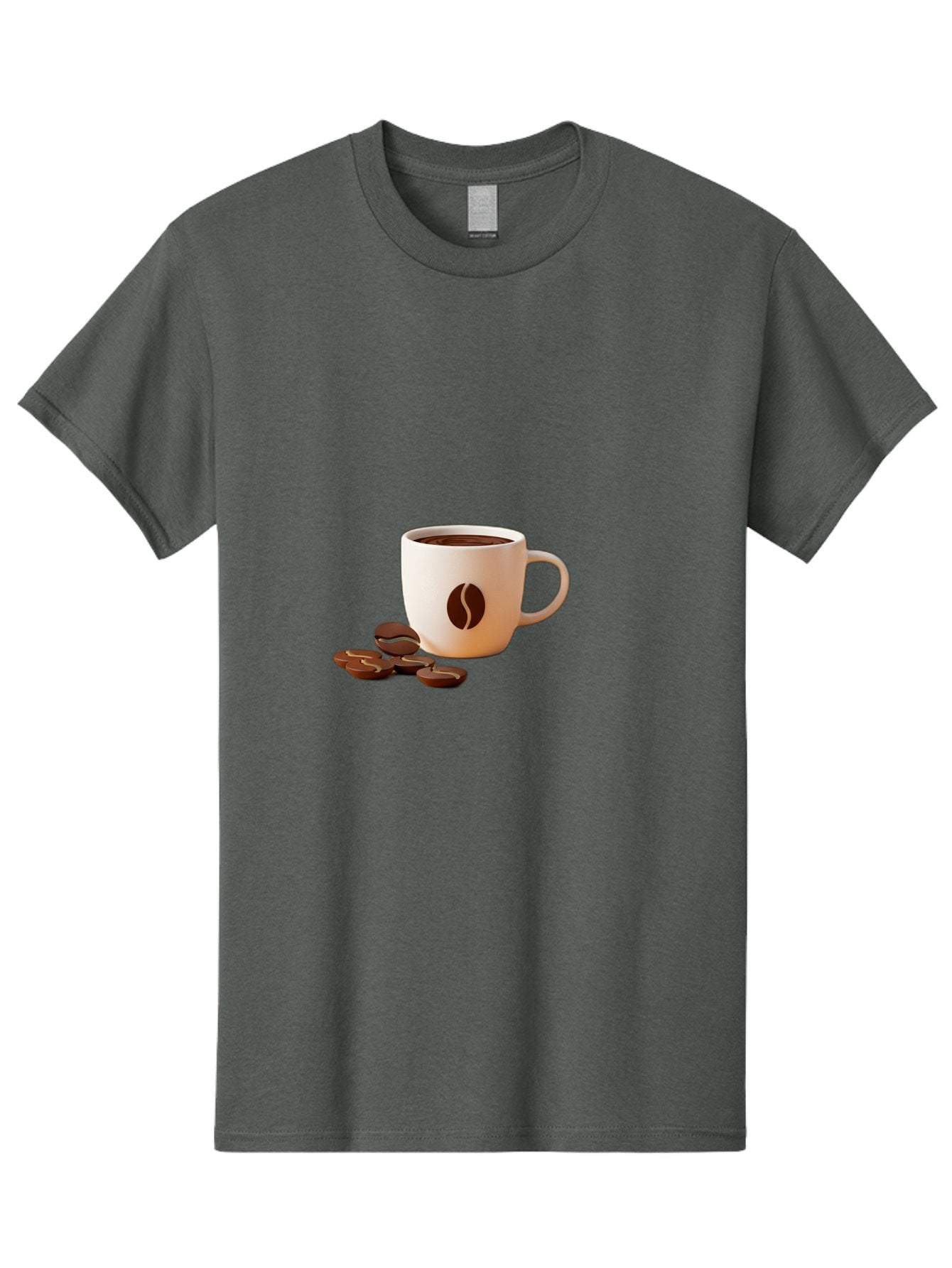 Coffee-Bean-Mug Men'S Graphic Tee, 100% Cotton, Comfortable Casual Summer Wear, Machine Washable, Coffee Mug, Coffee Beans, Dark Brown Coffee, Morning Coffee, Coffee Break, Coffee Time, Coffee Symbol, Coffee Design Baa335