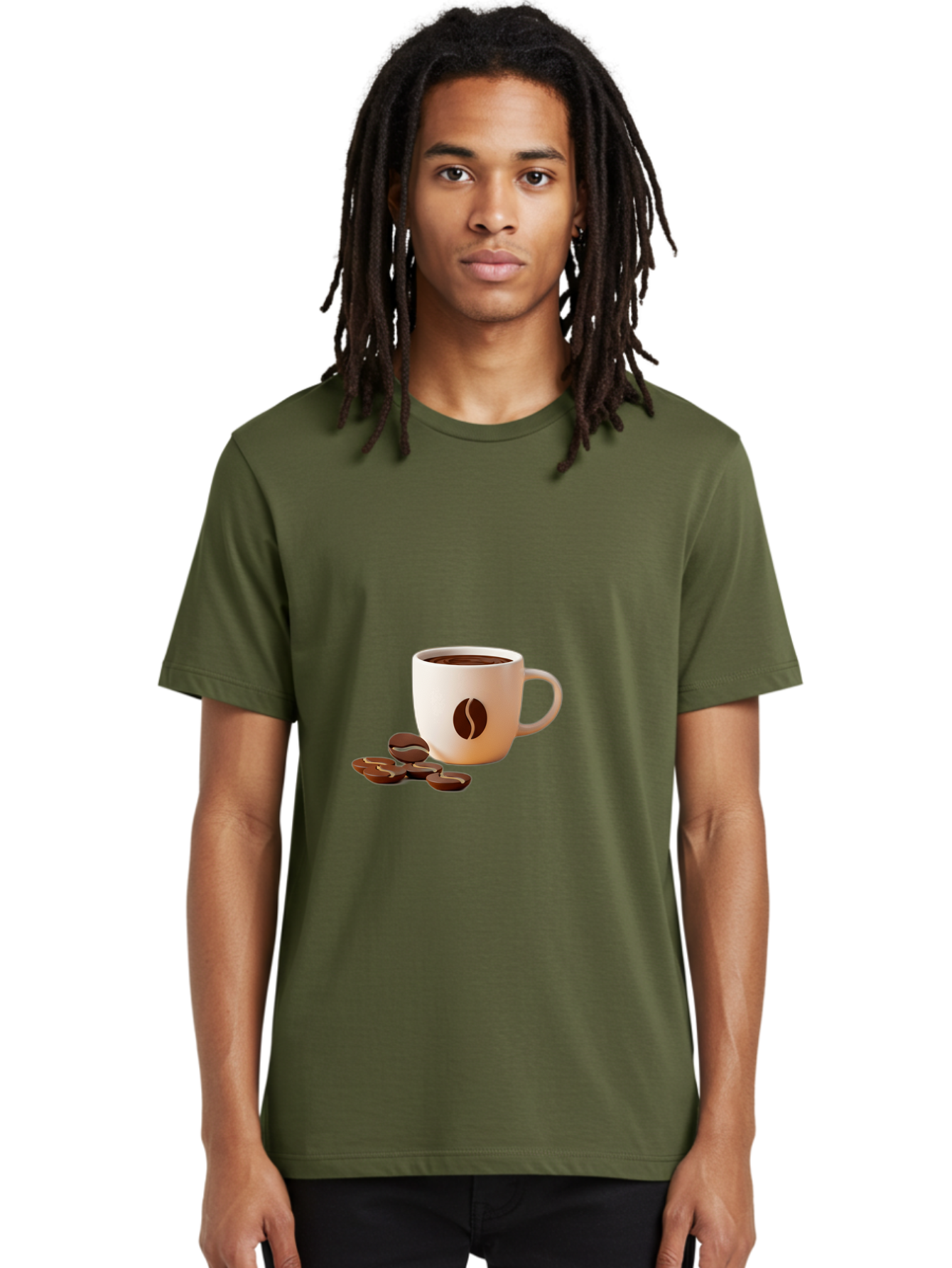 Coffee-Bean-Mug Men'S Graphic Tee, 100% Cotton, Comfortable Casual Summer Wear, Machine Washable, Coffee Mug, Coffee Beans, Dark Brown Coffee, Morning Coffee, Coffee Break, Coffee Time, Coffee Symbol, Coffee Design Baa335 26