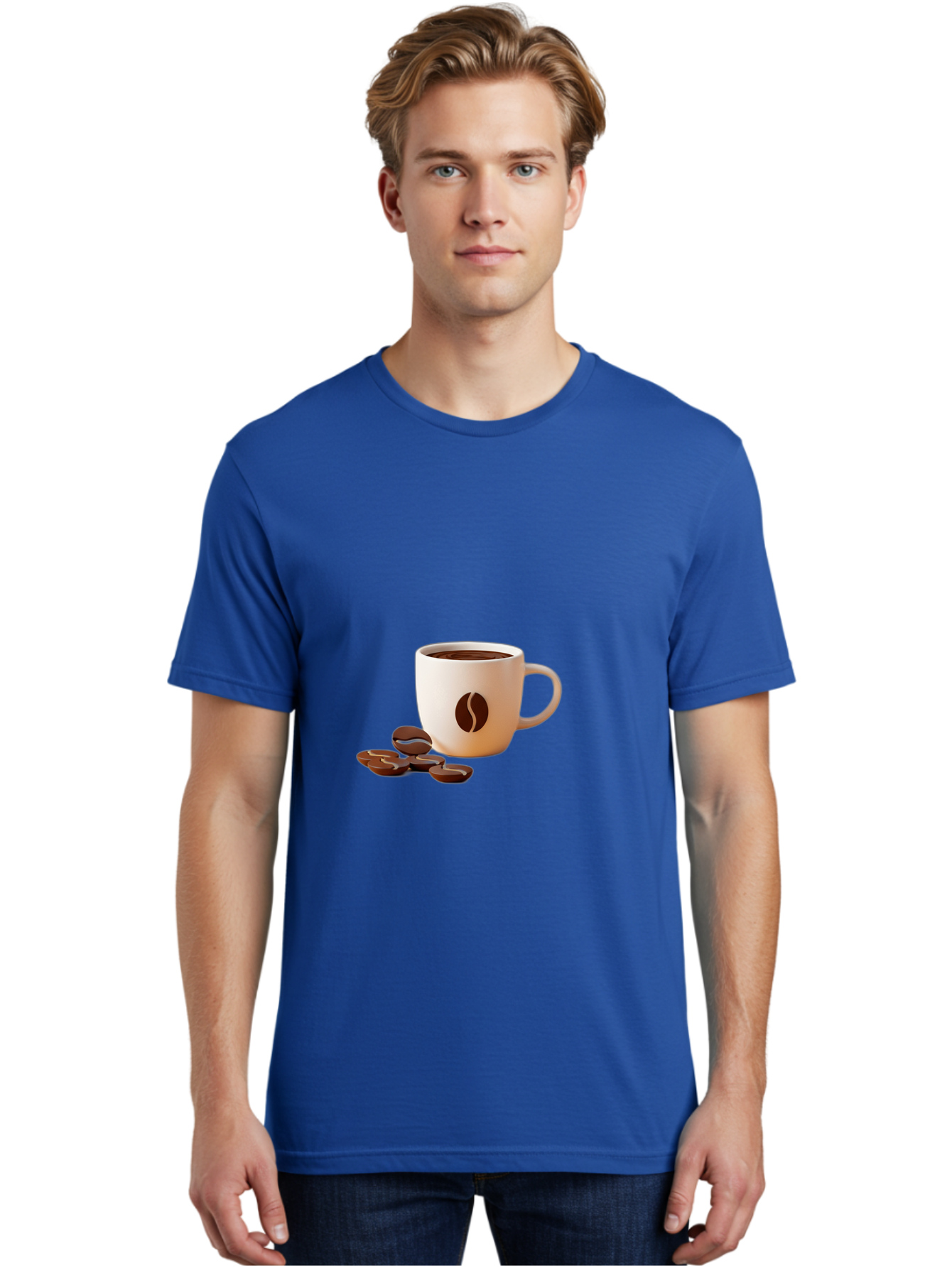 Coffee-Bean-Mug Men'S Graphic Tee, 100% Cotton, Comfortable Casual Summer Wear, Machine Washable, Coffee Mug, Coffee Beans, Dark Brown Coffee, Morning Coffee, Coffee Break, Coffee Time, Coffee Symbol, Coffee Design Baa335 10