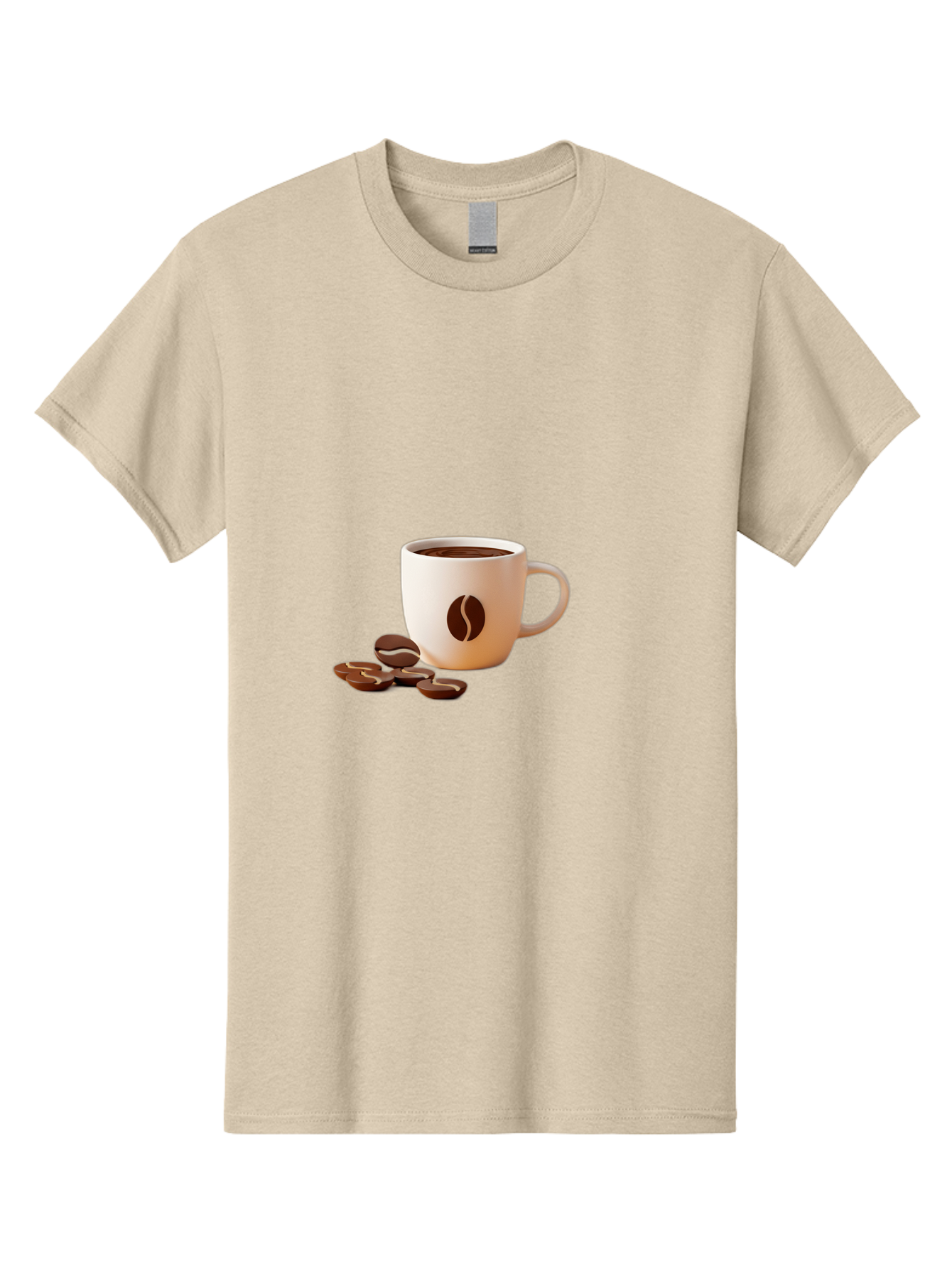 Coffee-Bean-Mug Men'S Graphic Tee, 100% Cotton, Comfortable Casual Summer Wear, Machine Washable, Coffee Mug, Coffee Beans, Dark Brown Coffee, Morning Coffee, Coffee Break, Coffee Time, Coffee Symbol, Coffee Design Baa335