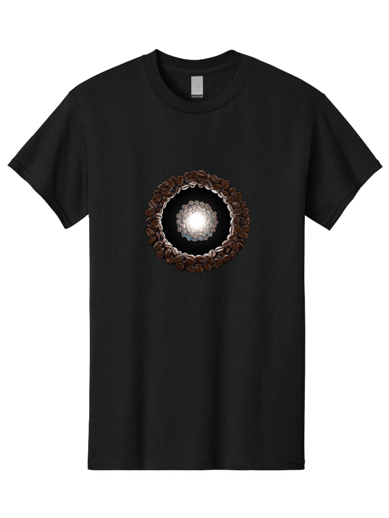 Coffee-Beans-Circle Men'S Graphic Tee, 100% Cotton, Comfortable Casual Summer Wear, Machine Washable, Circle Of Coffee Beans, Coffee Bean Wreath, Gourmet Coffee, Coffee Lover, Coffee Culture, Coffee Art, Bean Arrangement, Symmetrical Design, Baa337 10
