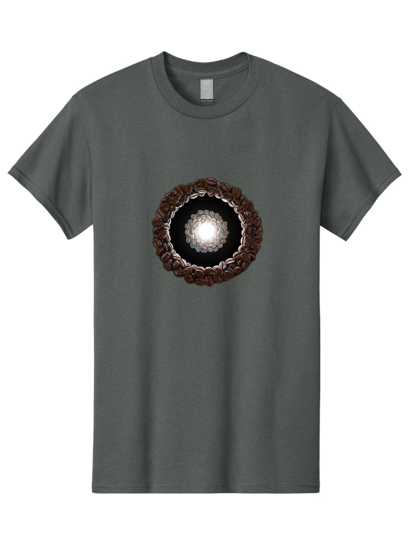 Coffee-Beans-Circle Men'S Graphic Tee, 100% Cotton, Comfortable Casual Summer Wear, Machine Washable, Circle Of Coffee Beans, Coffee Bean Wreath, Gourmet Coffee, Coffee Lover, Coffee Culture, Coffee Art, Bean Arrangement, Symmetrical Design, Baa337 15