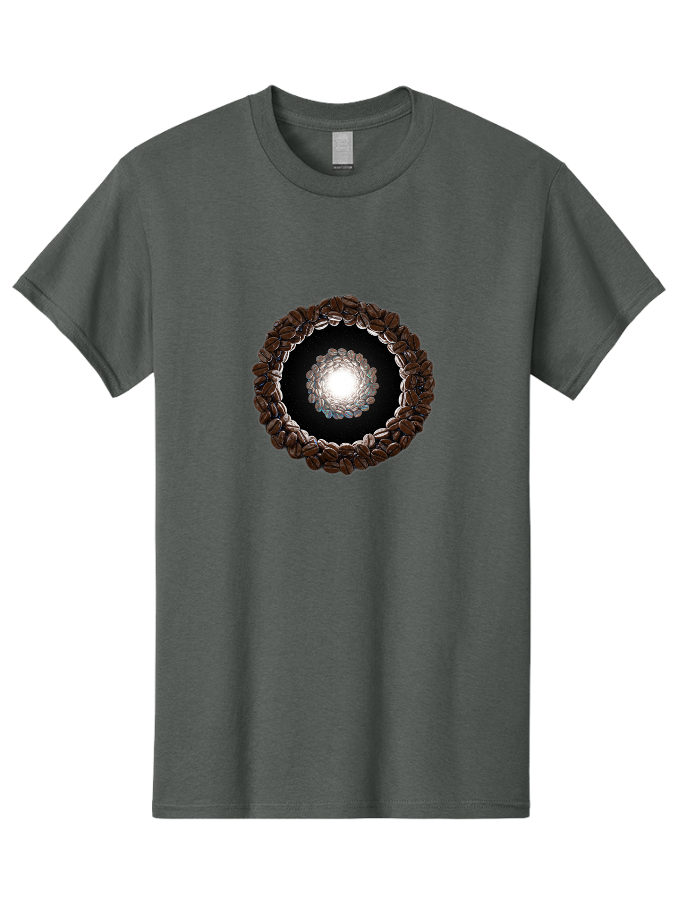 Coffee-Beans-Circle Men'S Graphic Tee, 100% Cotton, Comfortable Casual Summer Wear, Machine Washable, Circle Of Coffee Beans, Coffee Bean Wreath, Gourmet Coffee, Coffee Lover, Coffee Culture, Coffee Art, Bean Arrangement, Symmetrical Design, Baa337