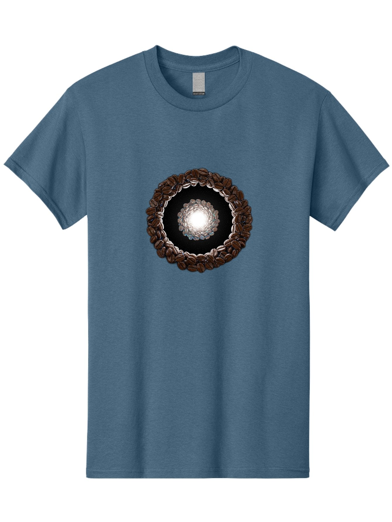 Coffee-Beans-Circle Men'S Graphic Tee, 100% Cotton, Comfortable Casual Summer Wear, Machine Washable, Circle Of Coffee Beans, Coffee Bean Wreath, Gourmet Coffee, Coffee Lover, Coffee Culture, Coffee Art, Bean Arrangement, Symmetrical Design, Baa337 3