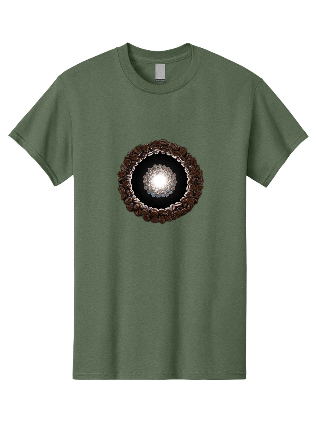 Coffee-Beans-Circle Men'S Graphic Tee, 100% Cotton, Comfortable Casual Summer Wear, Machine Washable, Circle Of Coffee Beans, Coffee Bean Wreath, Gourmet Coffee, Coffee Lover, Coffee Culture, Coffee Art, Bean Arrangement, Symmetrical Design, Baa337