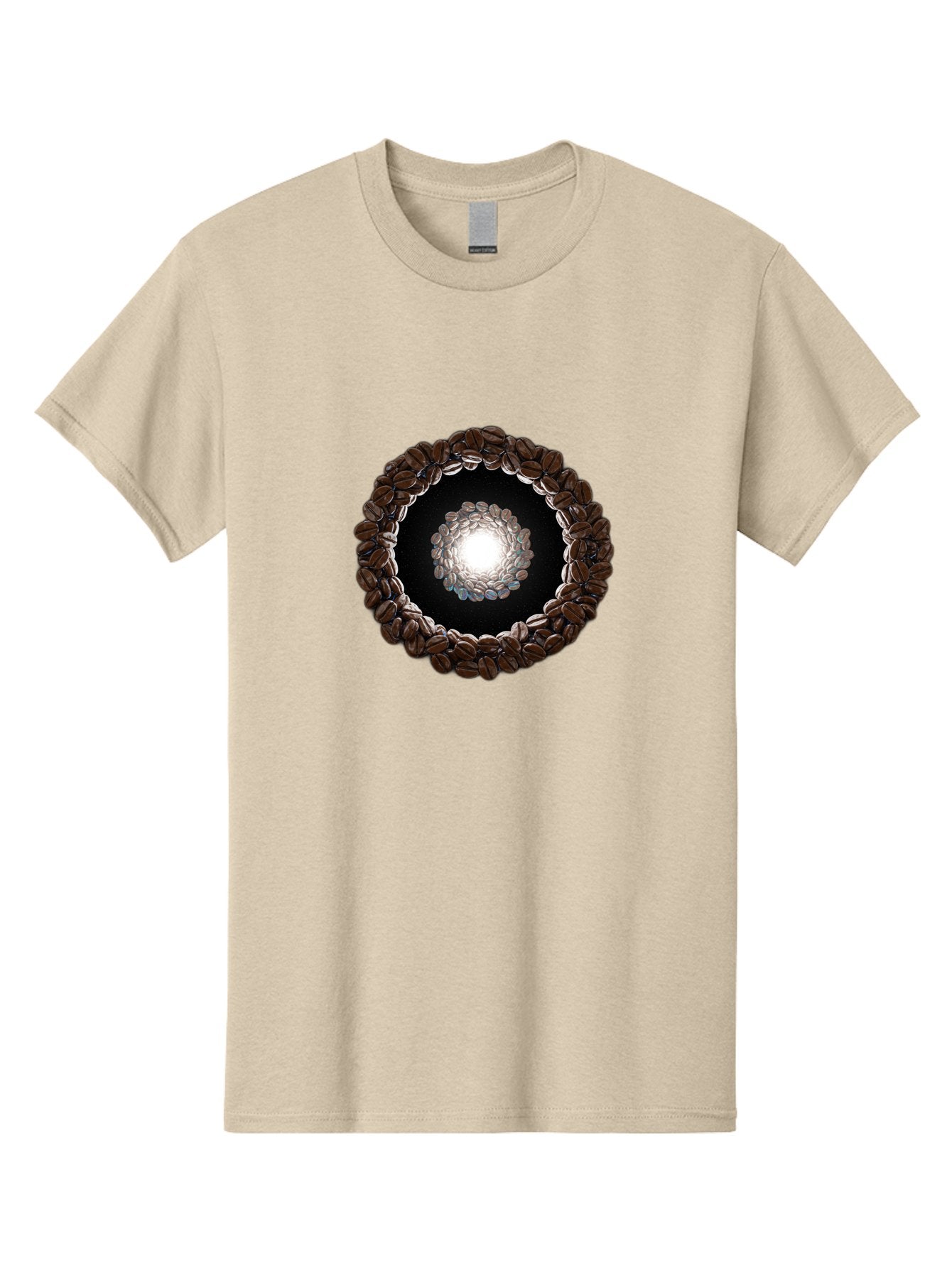 Coffee-Beans-Circle Men'S Graphic Tee, 100% Cotton, Comfortable Casual Summer Wear, Machine Washable, Circle Of Coffee Beans, Coffee Bean Wreath, Gourmet Coffee, Coffee Lover, Coffee Culture, Coffee Art, Bean Arrangement, Symmetrical Design, Baa337 7