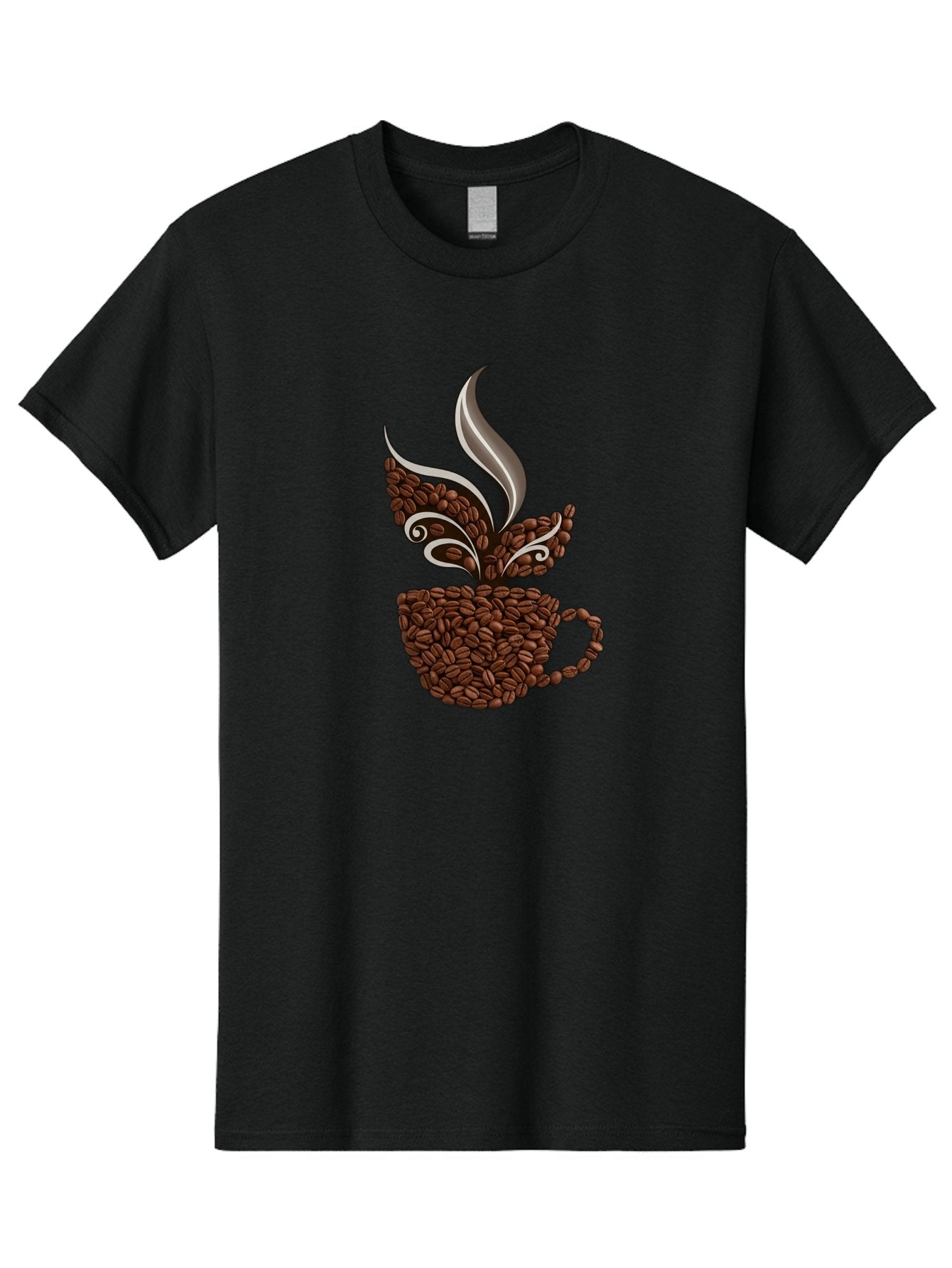 Coffee-Beans-Cup Men'S Graphic Tee, 100% Cotton, Comfortable Casual Summer Wear, Machine Washable, Coffee Beans, Coffee Cup, Brewing Coffee, Warm Beverage, Morning Pick-Me-Up, Coffee Break, Coffee Lover, Coffee Art, Steaming Hot Baa338 5