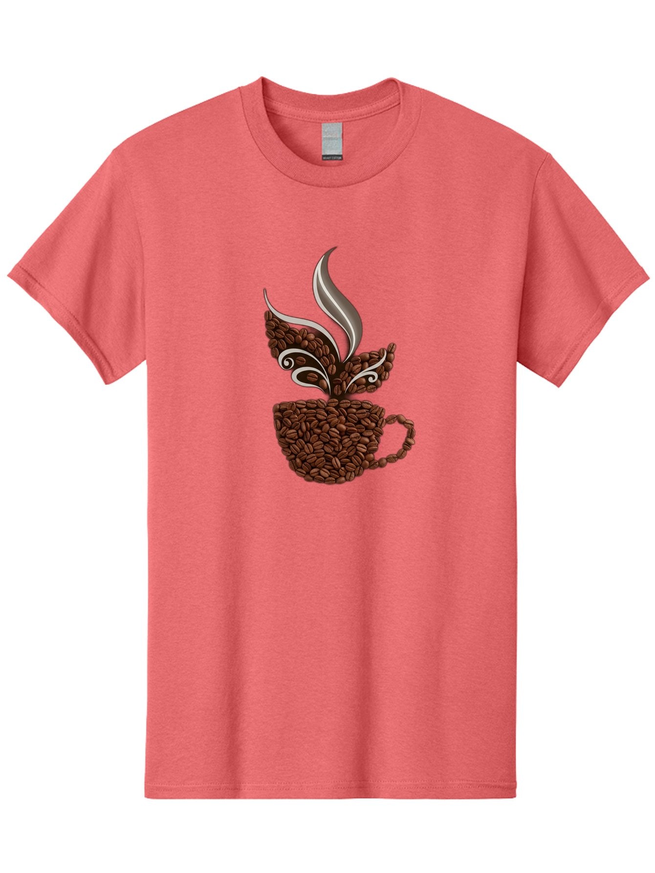Coffee-Beans-Cup Men'S Graphic Tee, 100% Cotton, Comfortable Casual Summer Wear, Machine Washable, Coffee Beans, Coffee Cup, Brewing Coffee, Warm Beverage, Morning Pick-Me-Up, Coffee Break, Coffee Lover, Coffee Art, Steaming Hot Baa338 7