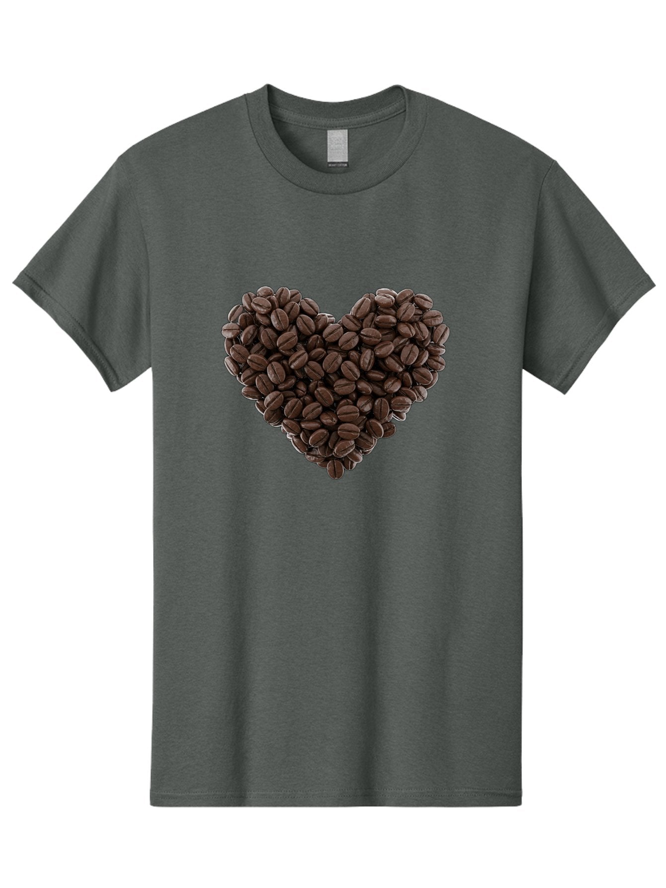 Coffee-Beans-Heart Men'S Graphic Tee, 100% Cotton, Comfortable Casual Summer Wear, Machine Washable, Coffee Beans, Heart Shape, Roasted Coffee, Coffee Lovers, Coffee Obsession, Rich Aroma, Dark Brown Color, Creative Design, Unique Art Baa339 5