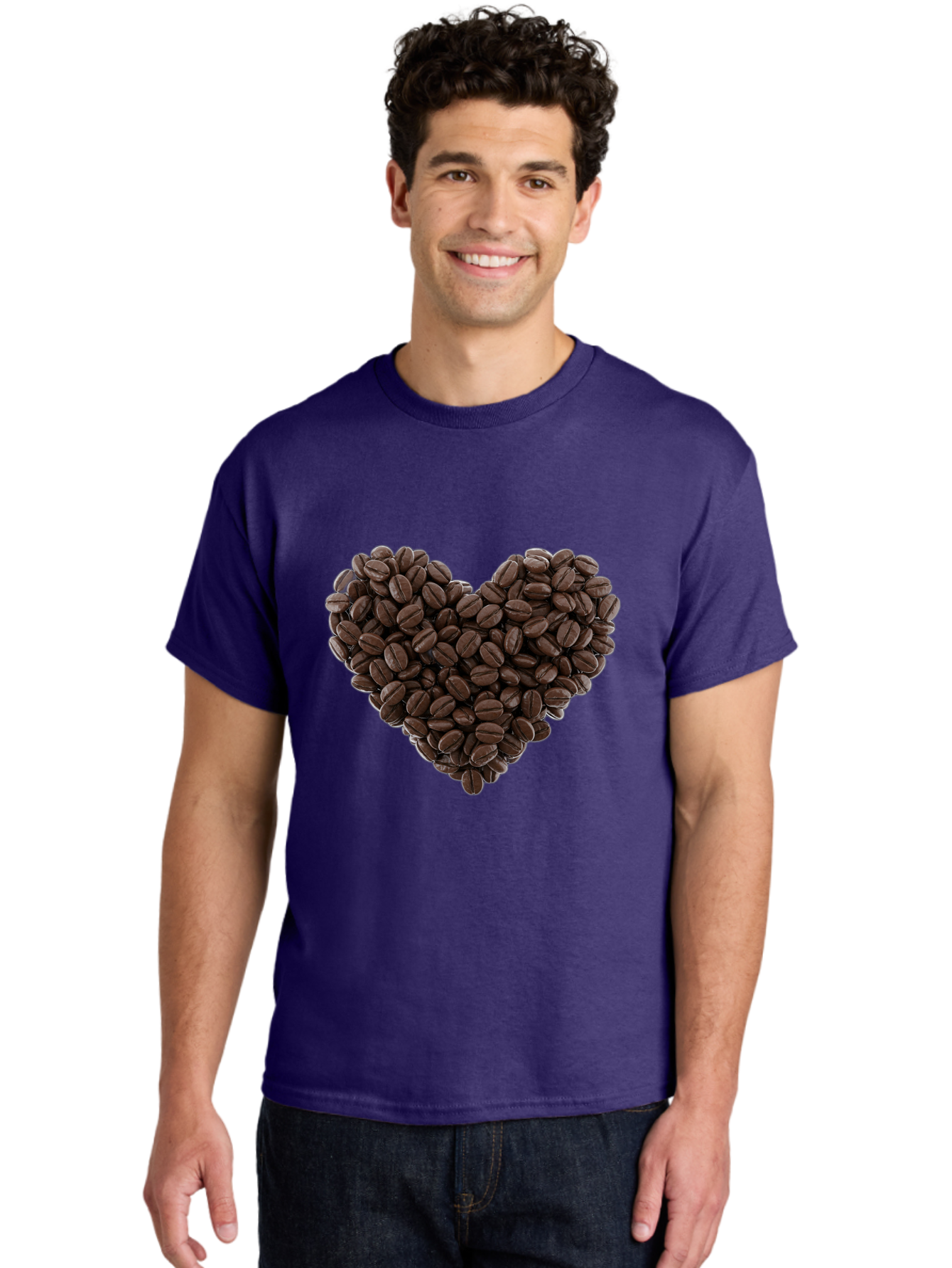 Coffee-Beans-Heart Men'S Graphic Tee, 100% Cotton, Comfortable Casual Summer Wear, Machine Washable, Coffee Beans, Heart Shape, Roasted Coffee, Coffee Lovers, Coffee Obsession, Rich Aroma, Dark Brown Color, Creative Design, Unique Art Baa339 22