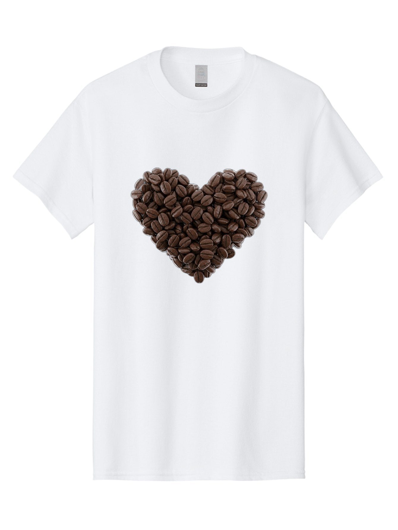 Coffee-Beans-Heart Men'S Graphic Tee, 100% Cotton, Comfortable Casual Summer Wear, Machine Washable, Coffee Beans, Heart Shape, Roasted Coffee, Coffee Lovers, Coffee Obsession, Rich Aroma, Dark Brown Color, Creative Design, Unique Art Baa339 3