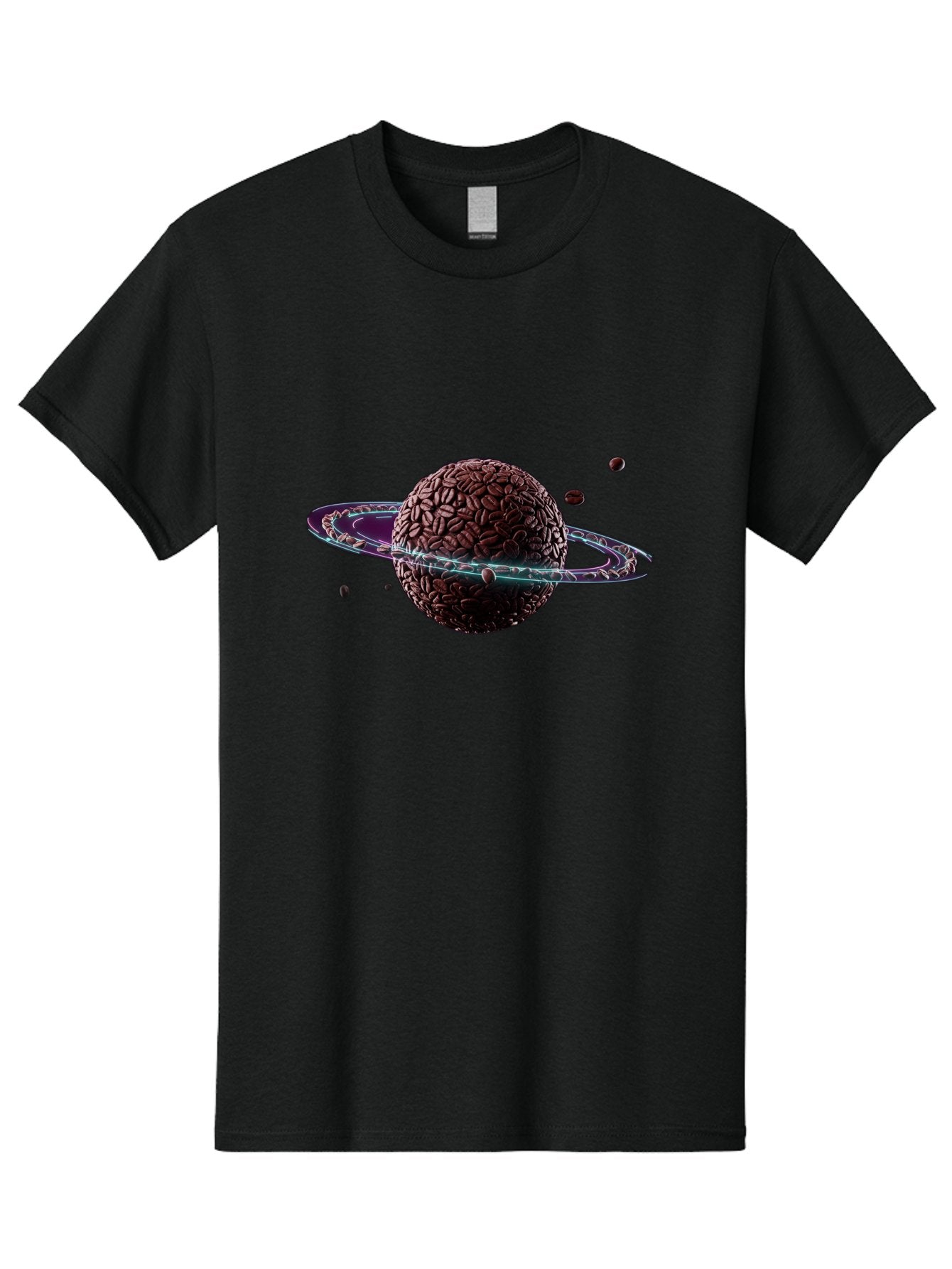Coffee-Beans-Planet Men'S Graphic Tee, 100% Cotton, Comfortable Casual Summer Wear, Machine Washable, Coffee Beans, Planet With Rings, Creative Food Art, Coffee-Inspired Galaxy, Unique Design, Artistic Expression, Coffee Culture, Baa341 6