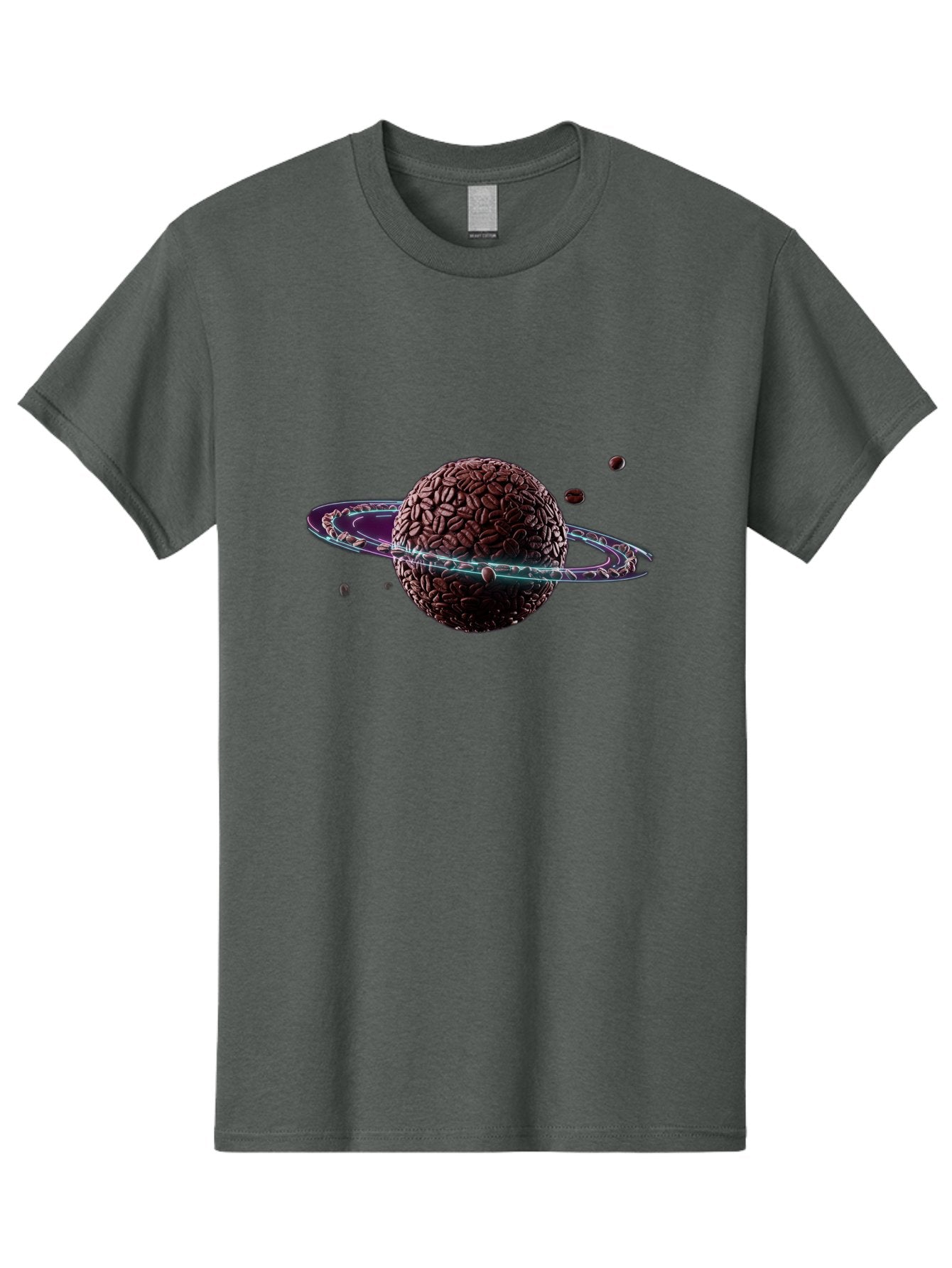 Coffee-Beans-Planet Men'S Graphic Tee, 100% Cotton, Comfortable Casual Summer Wear, Machine Washable, Coffee Beans, Planet With Rings, Creative Food Art, Coffee-Inspired Galaxy, Unique Design, Artistic Expression, Coffee Culture, Baa341 11