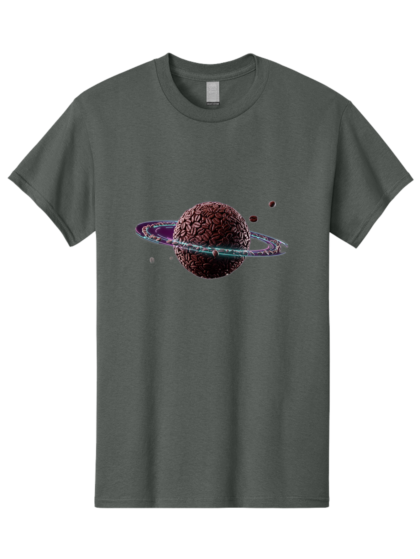 Coffee-Beans-Planet Men'S Graphic Tee, 100% Cotton, Comfortable Casual Summer Wear, Machine Washable, Coffee Beans, Planet With Rings, Creative Food Art, Coffee-Inspired Galaxy, Unique Design, Artistic Expression, Coffee Culture, Baa341 7