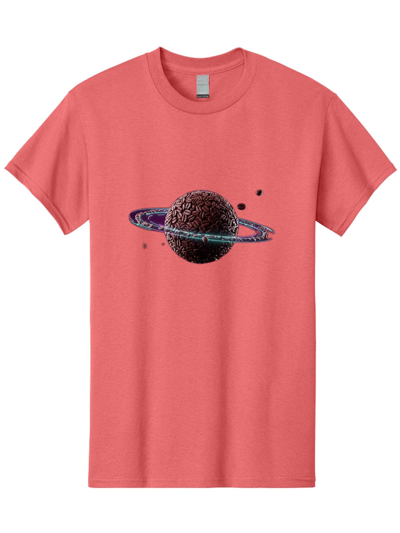 Coffee-Beans-Planet Men'S Graphic Tee, 100% Cotton, Comfortable Casual Summer Wear, Machine Washable, Coffee Beans, Planet With Rings, Creative Food Art, Coffee-Inspired Galaxy, Unique Design, Artistic Expression, Coffee Culture, Baa341 15